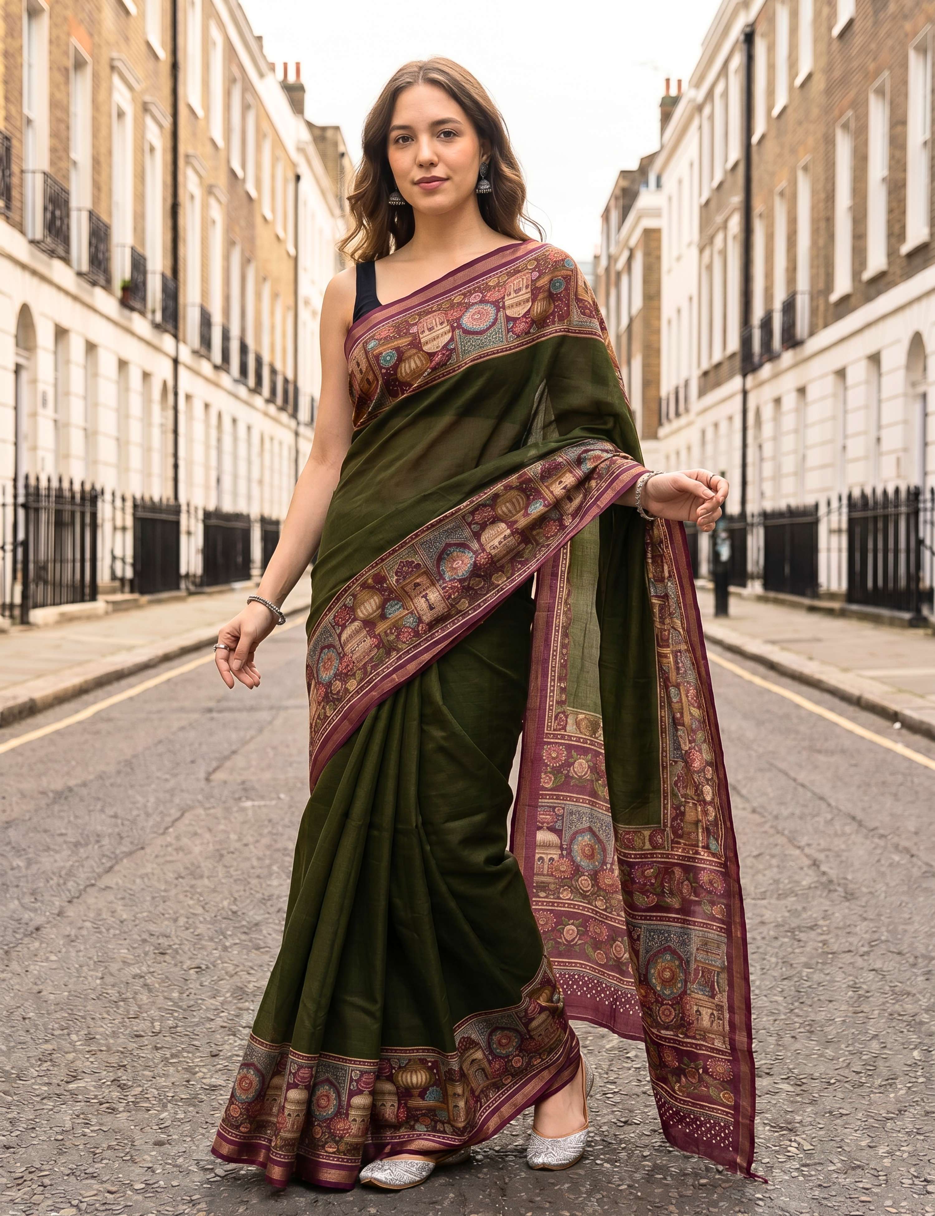 Solid Viscose Cotton Saree