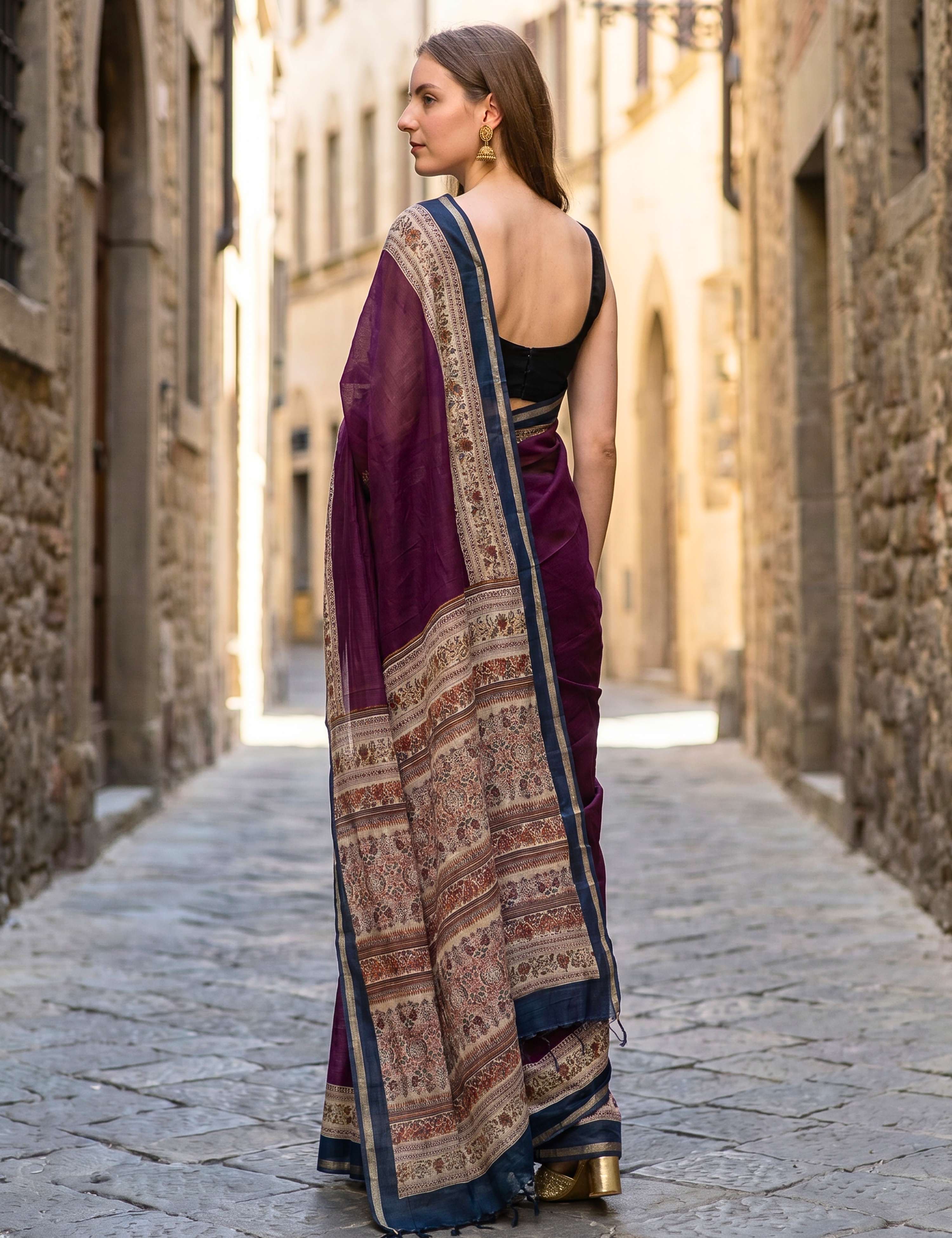Solid Viscose Cotton Saree