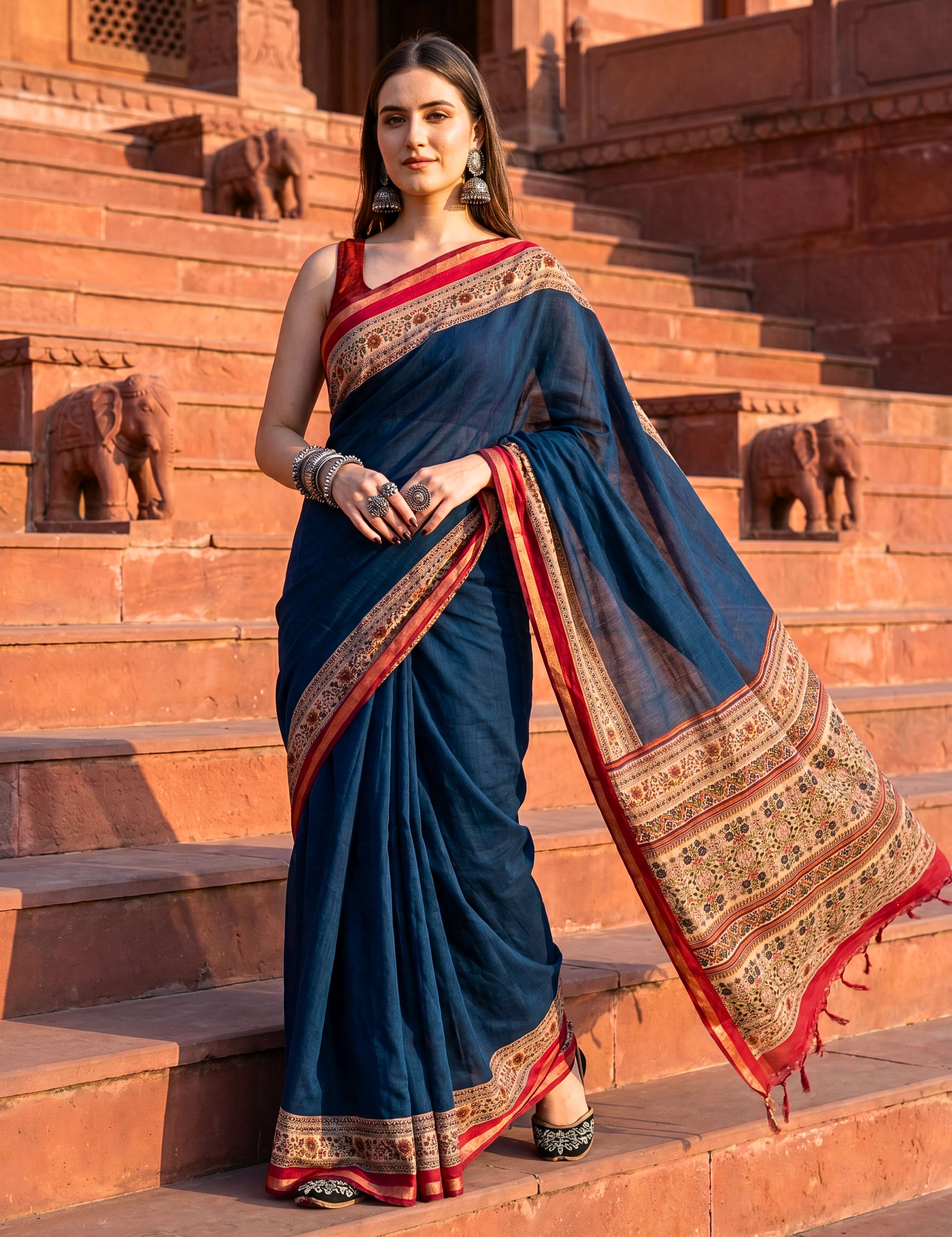 Solid Viscose Cotton Saree