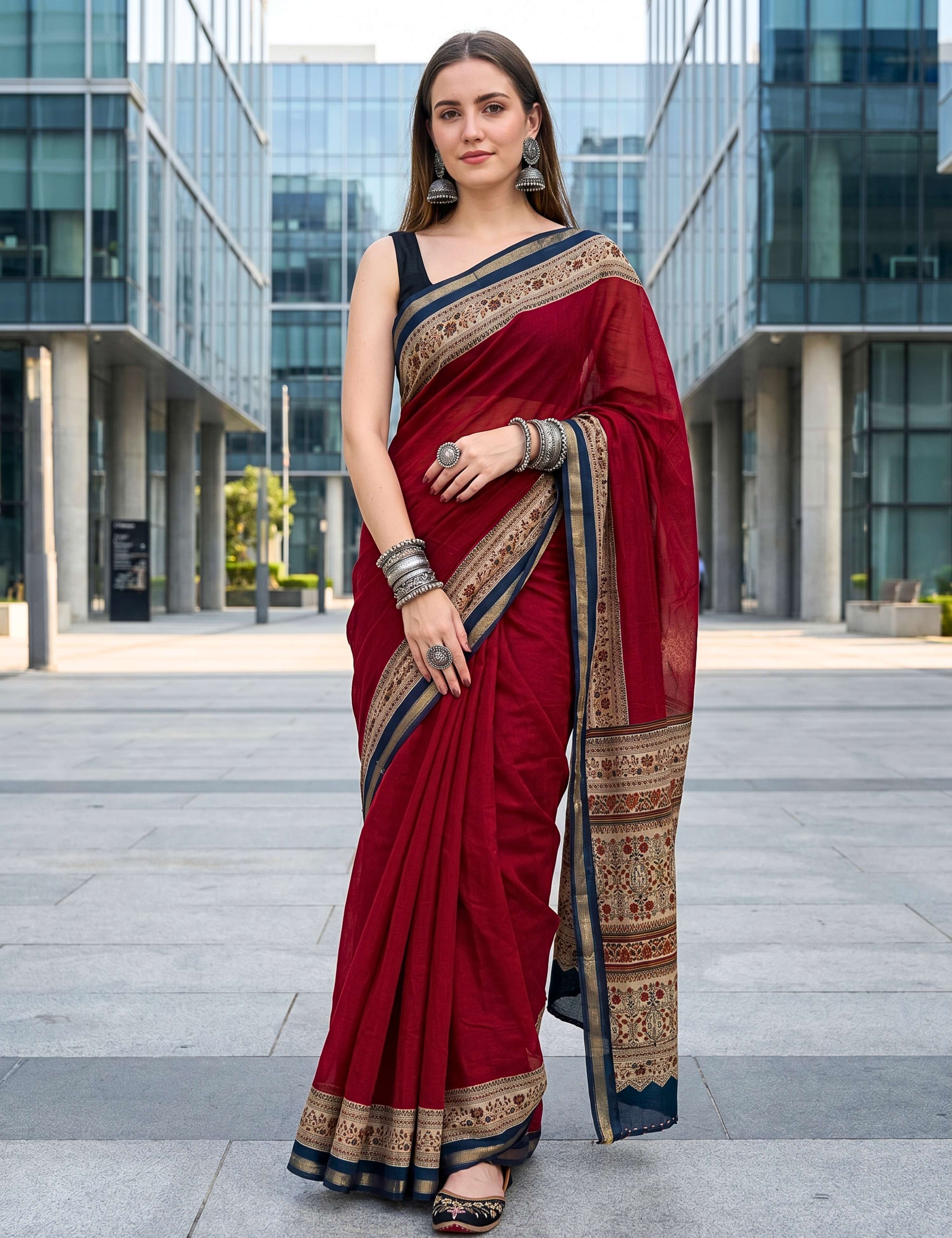 Solid Viscose Cotton Saree