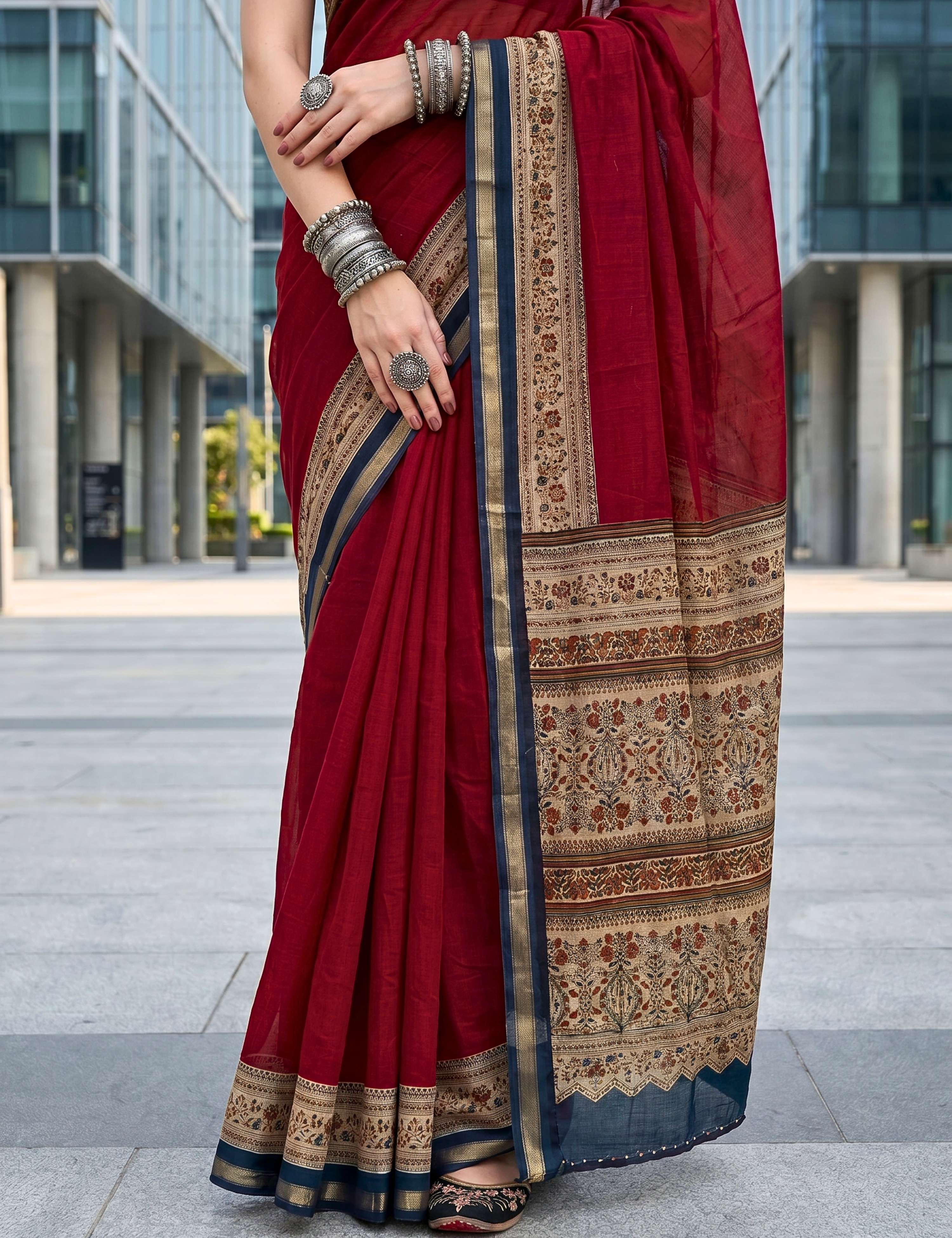 Solid Viscose Cotton Saree
