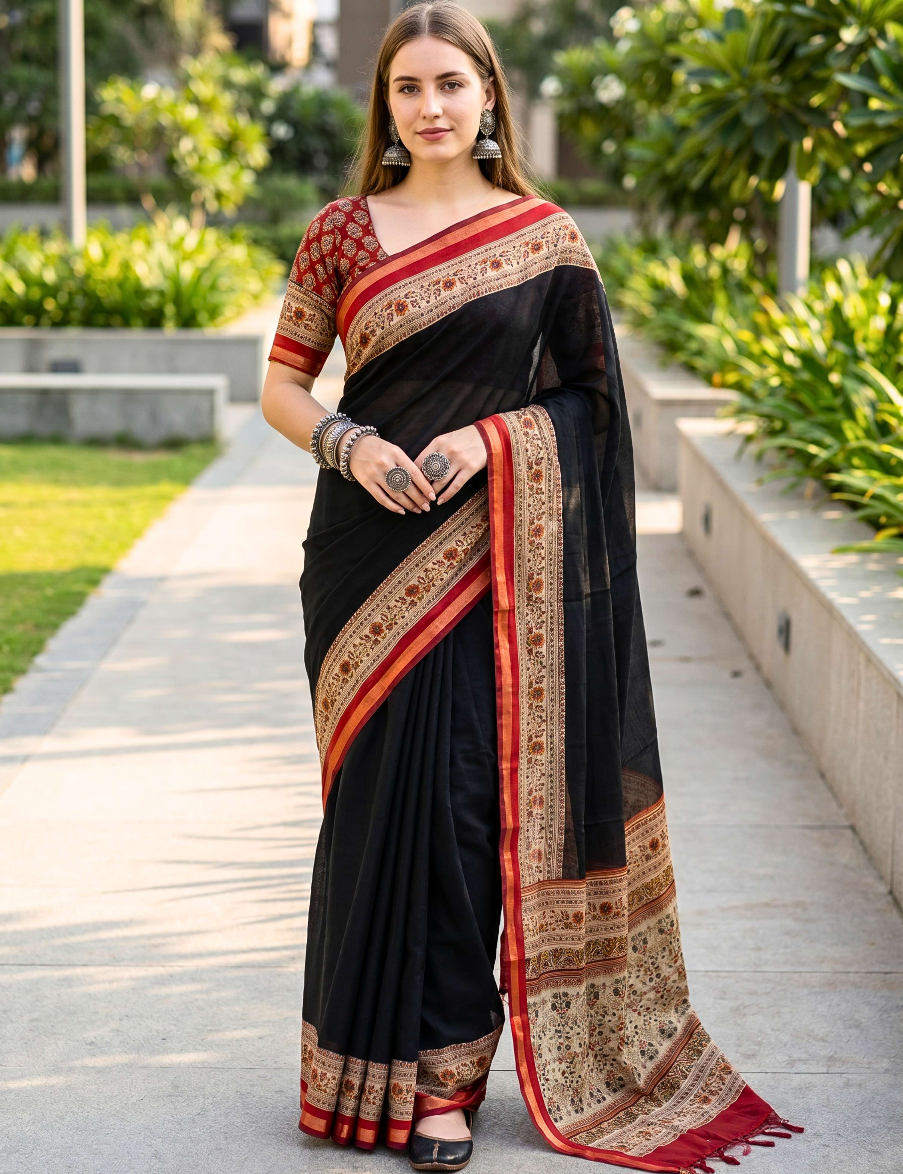 Solid Viscose Cotton Saree