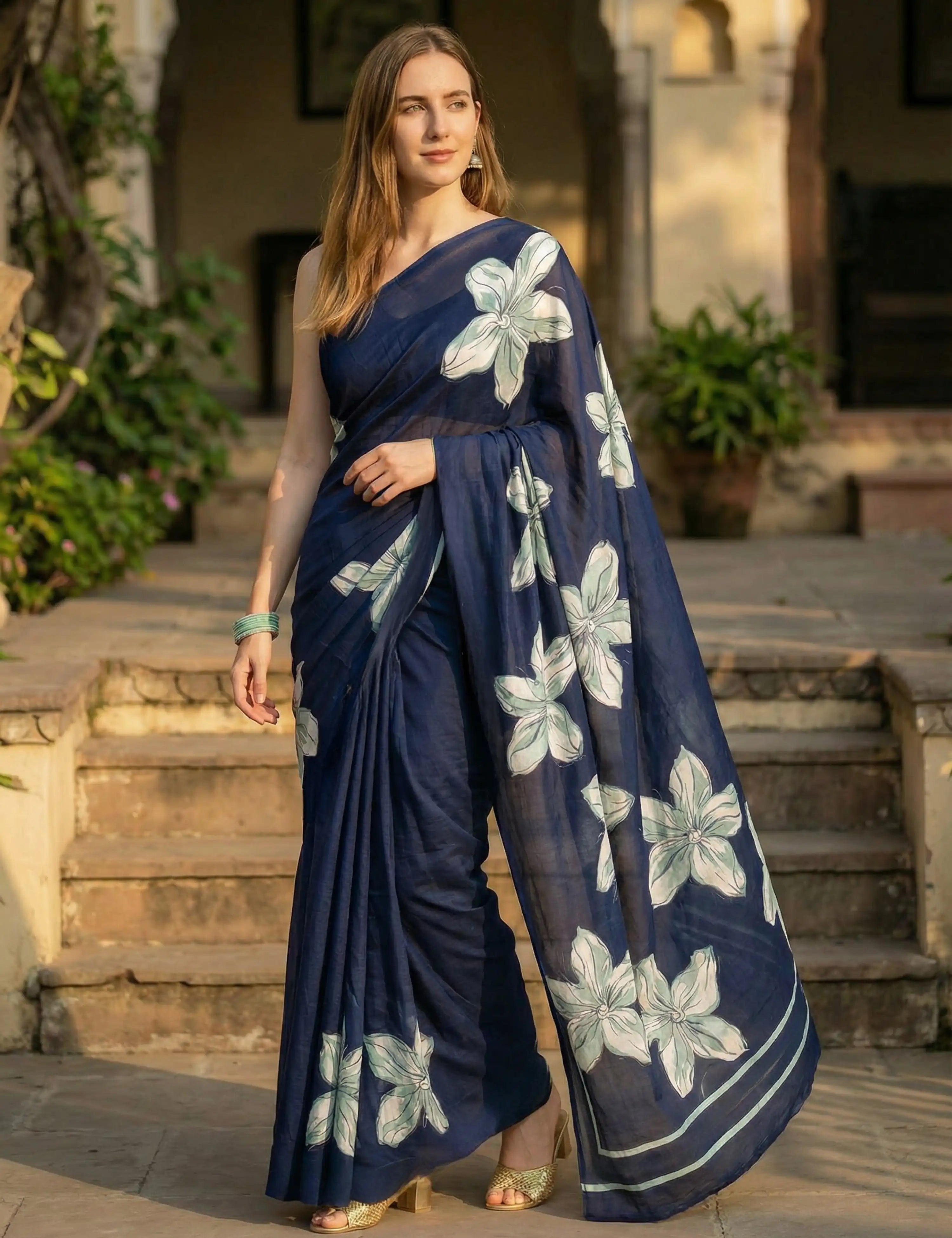 Solid Crepe Silk Saree
