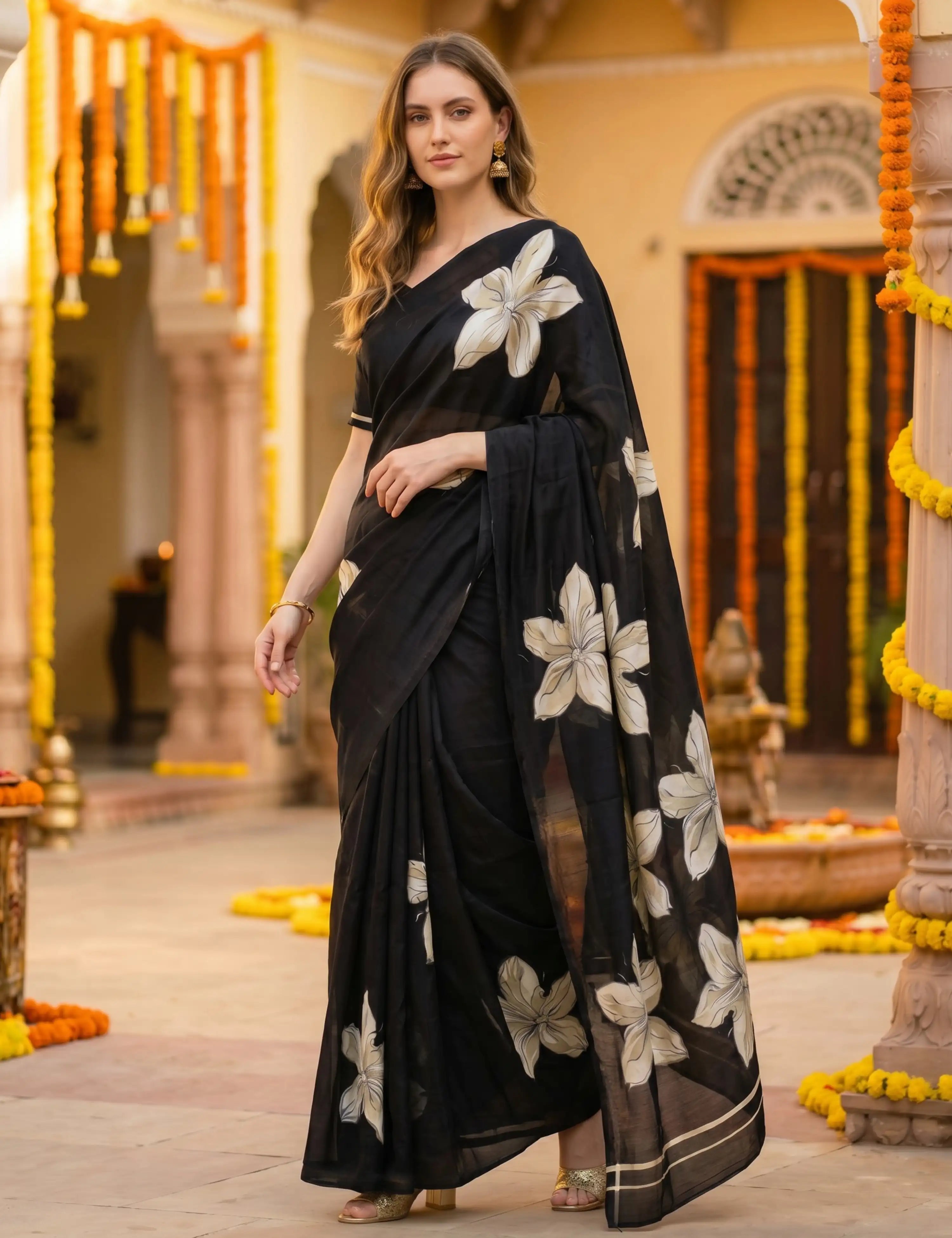 Solid Crepe Silk Saree