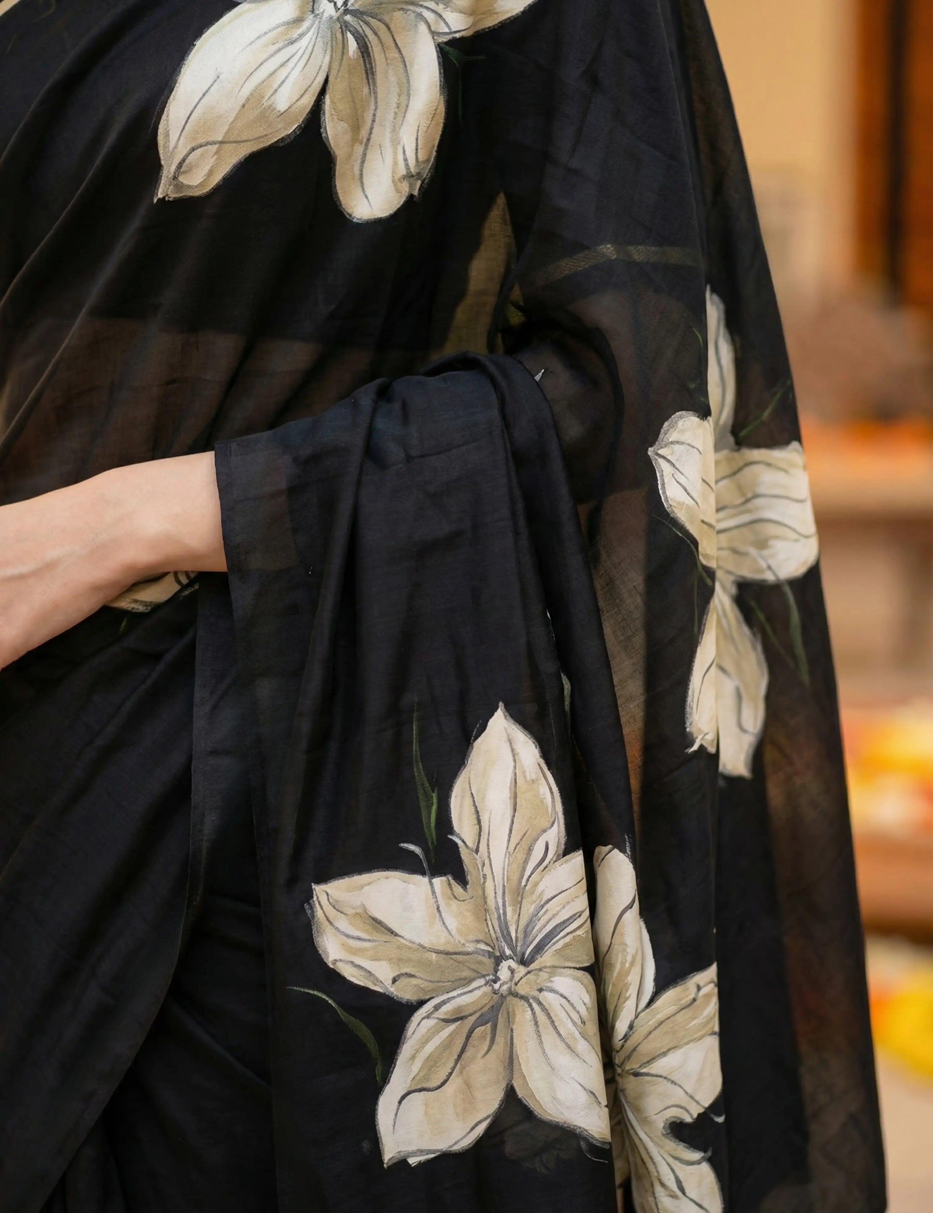 Solid Crepe Silk Saree