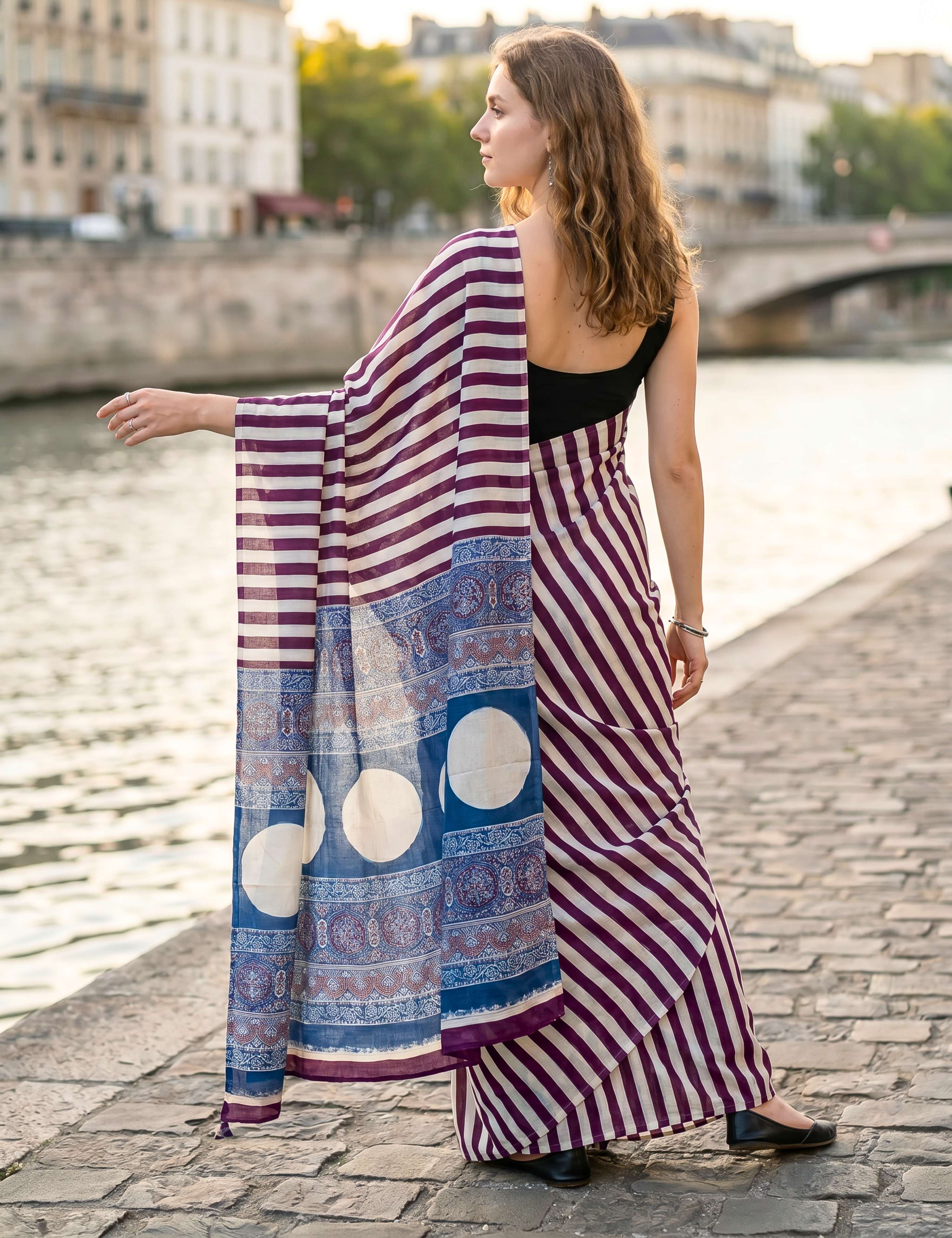 Ajrakh Crepe Saree