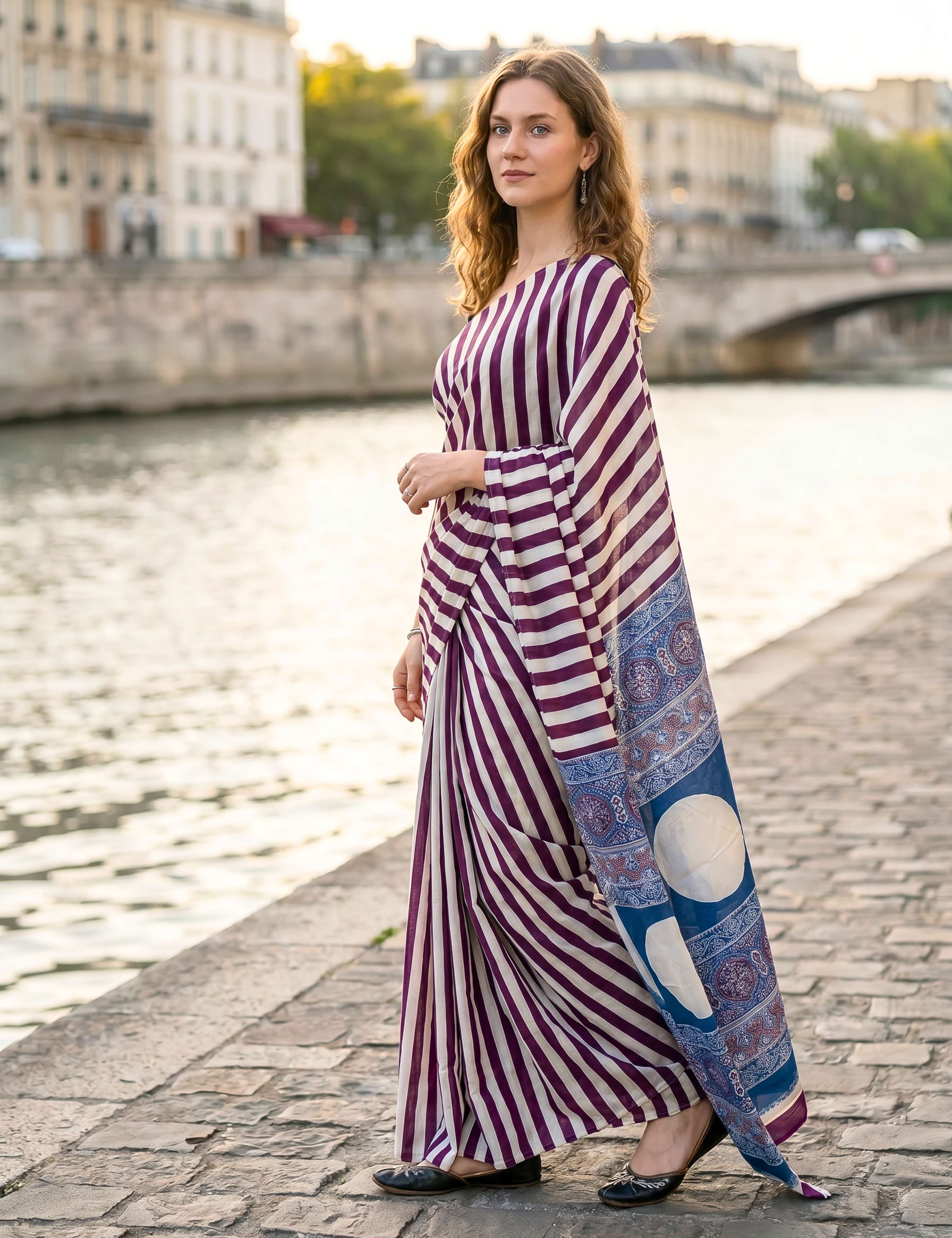 Ajrakh Crepe Saree