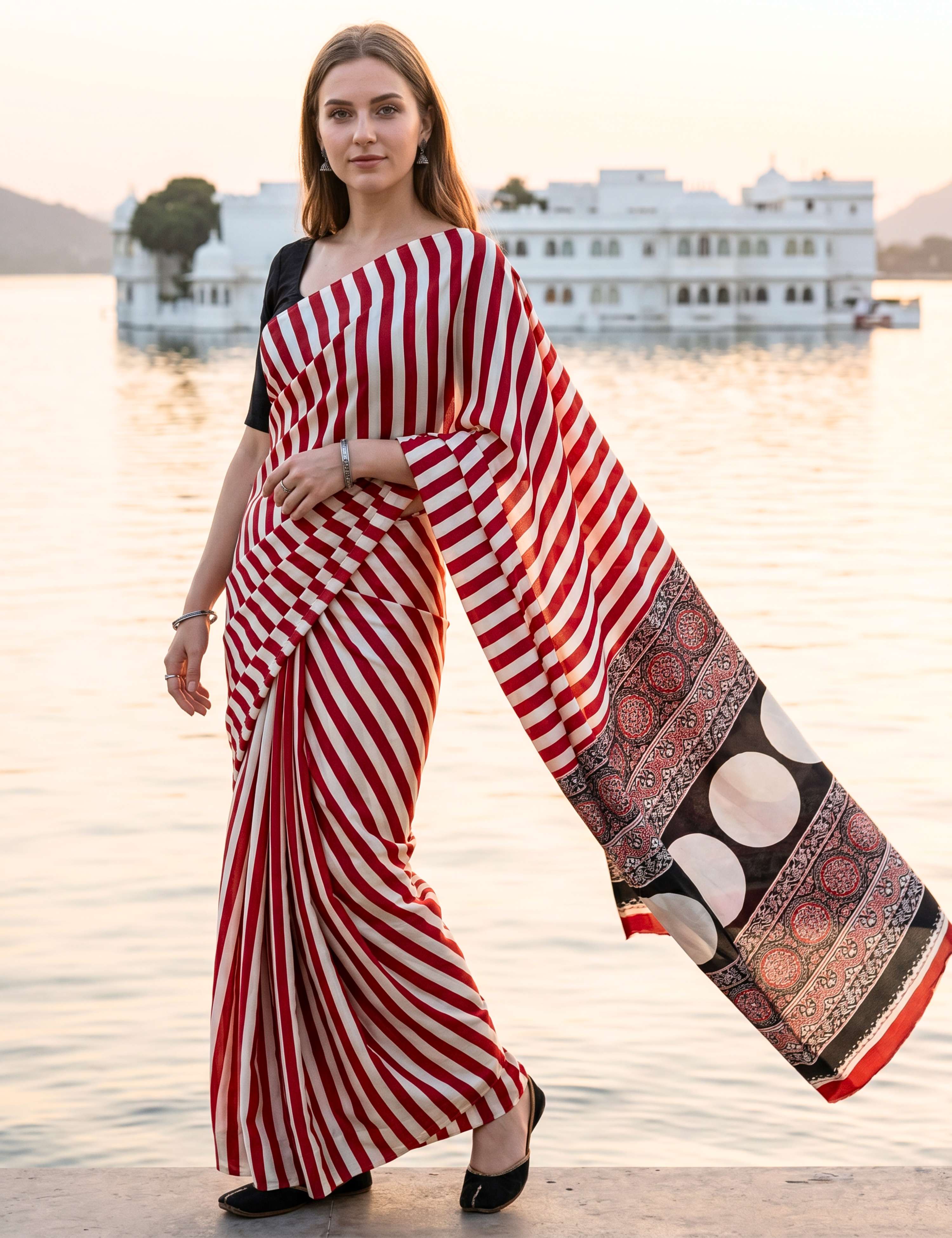 Ajrakh Crepe Saree