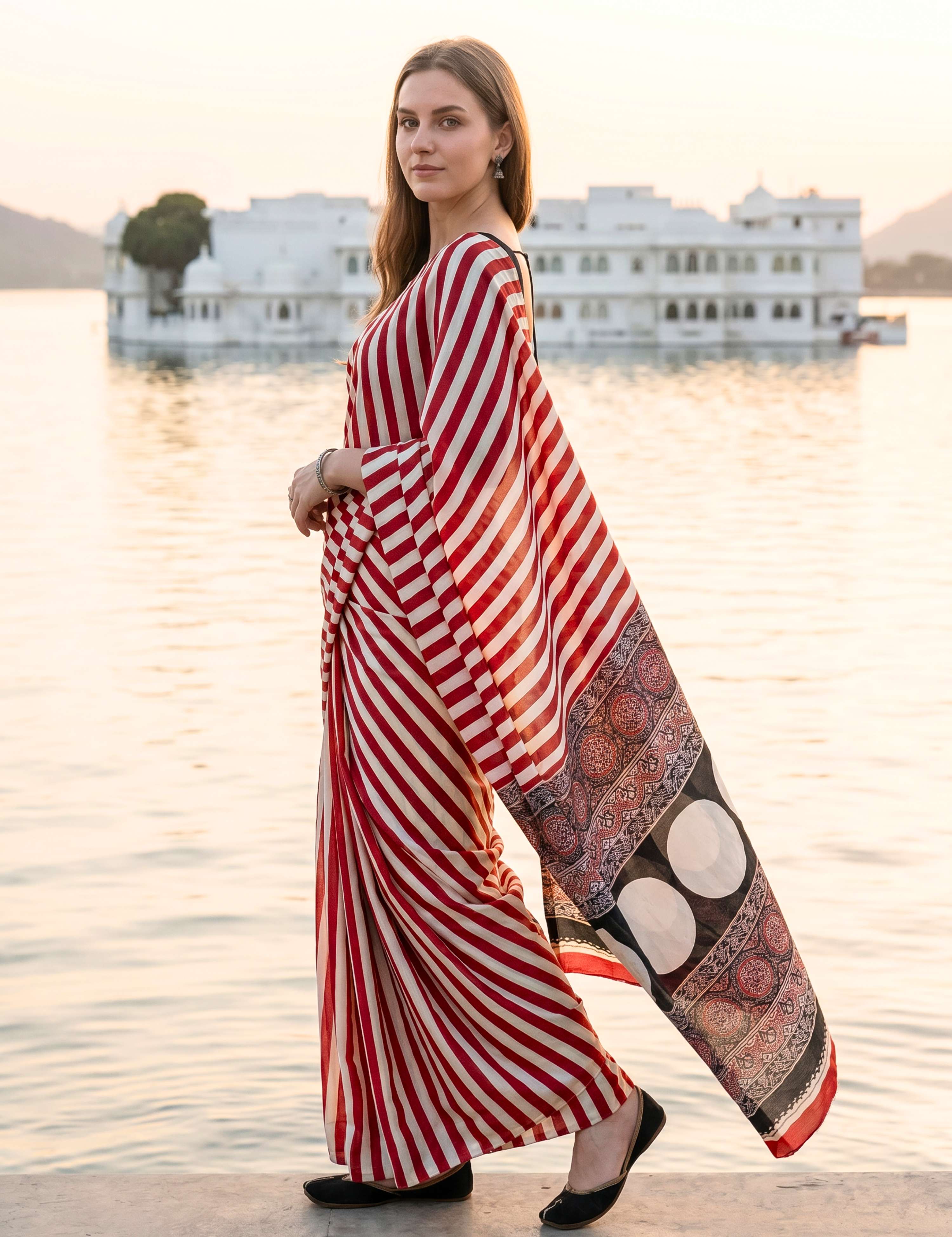 Ajrakh Crepe Saree