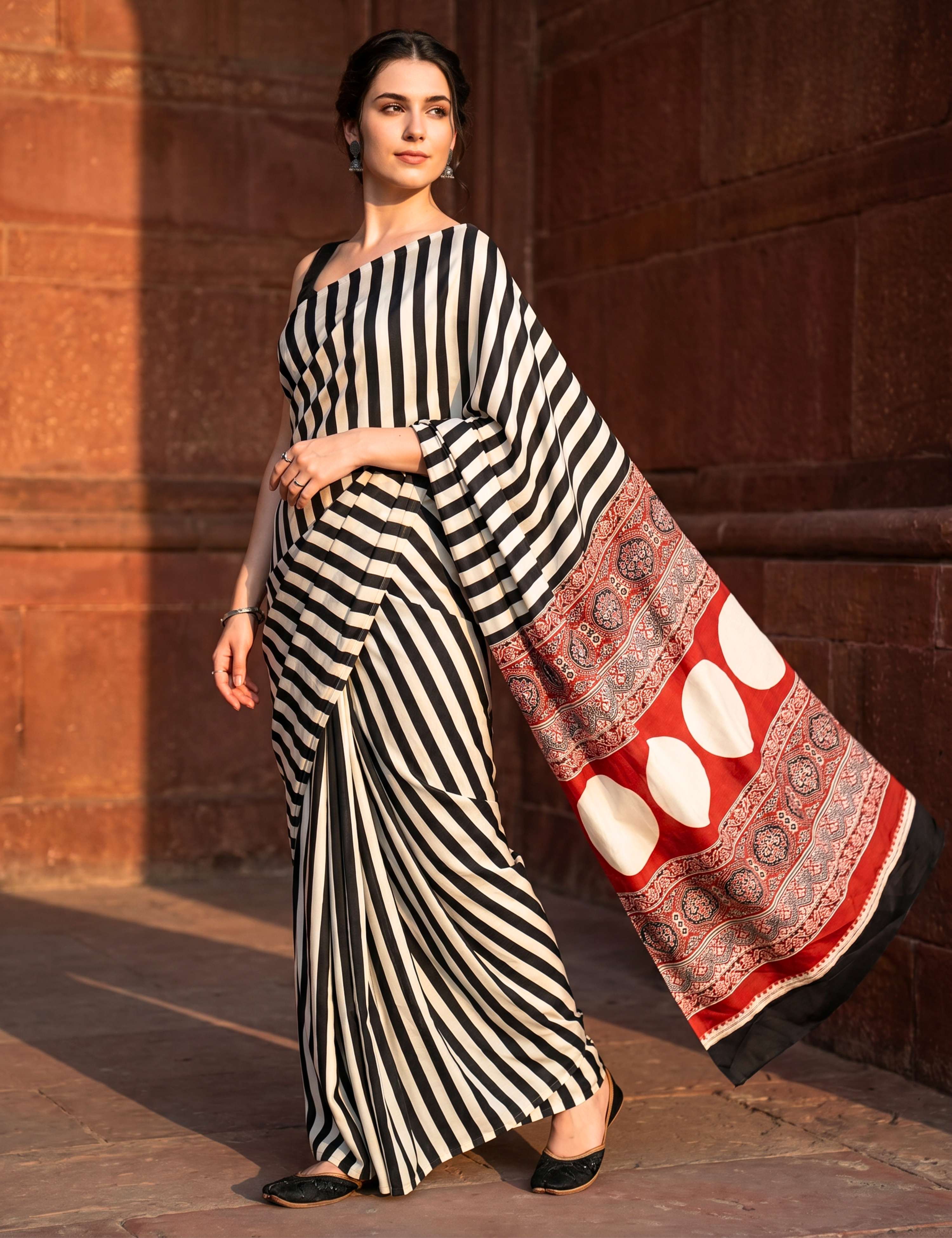 Ajrakh Crepe Saree