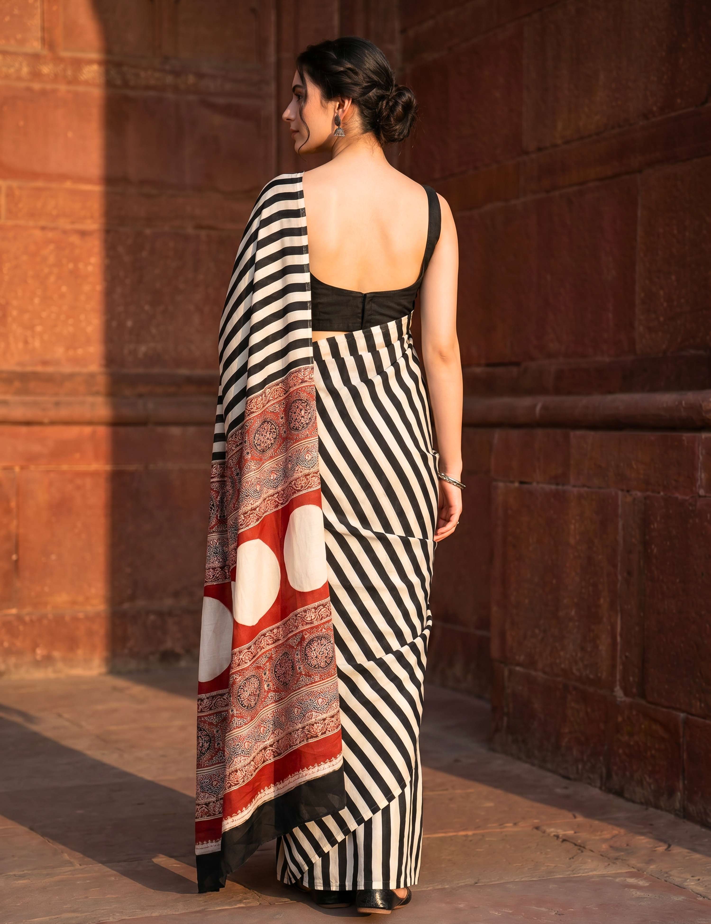 Ajrakh Crepe Saree