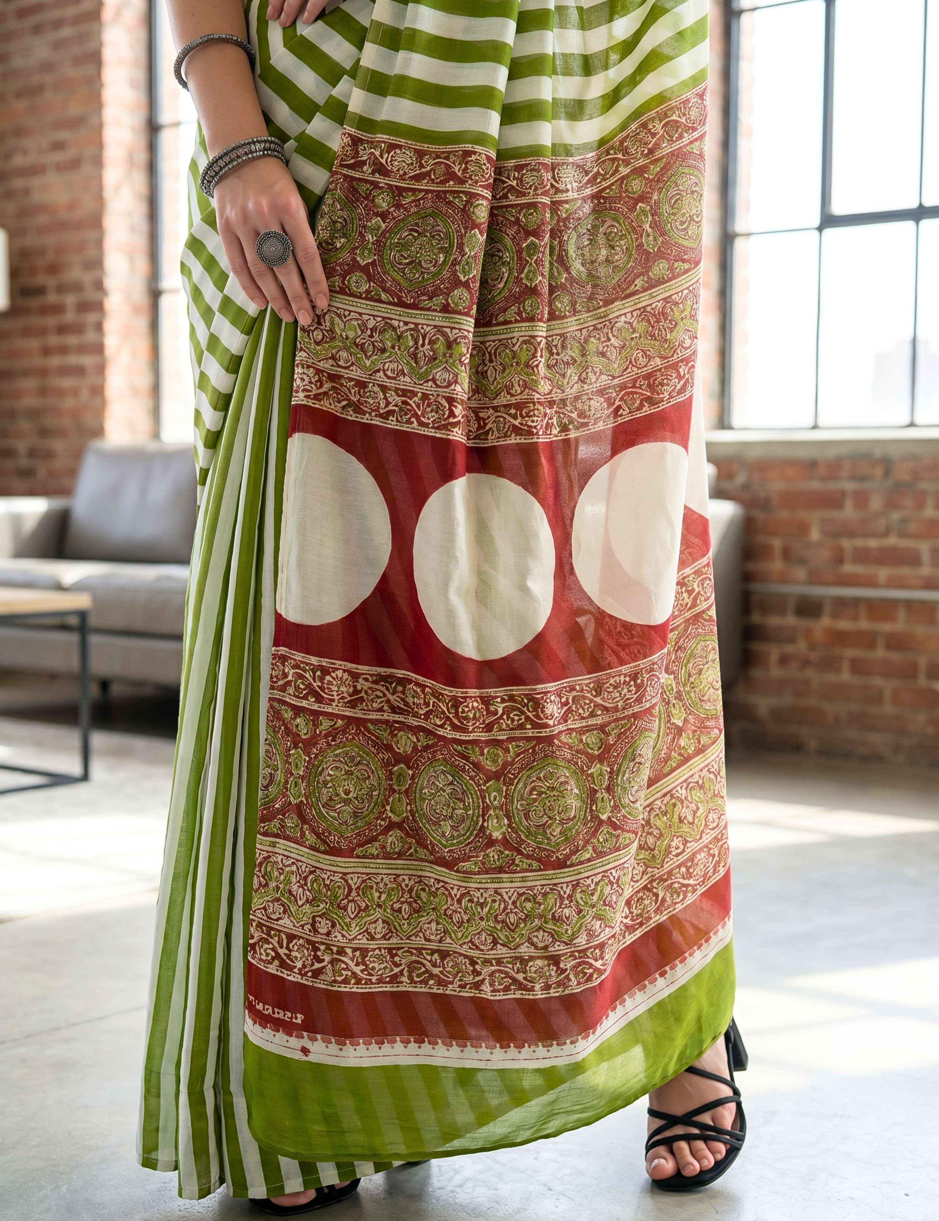 Ajrakh Crepe Saree