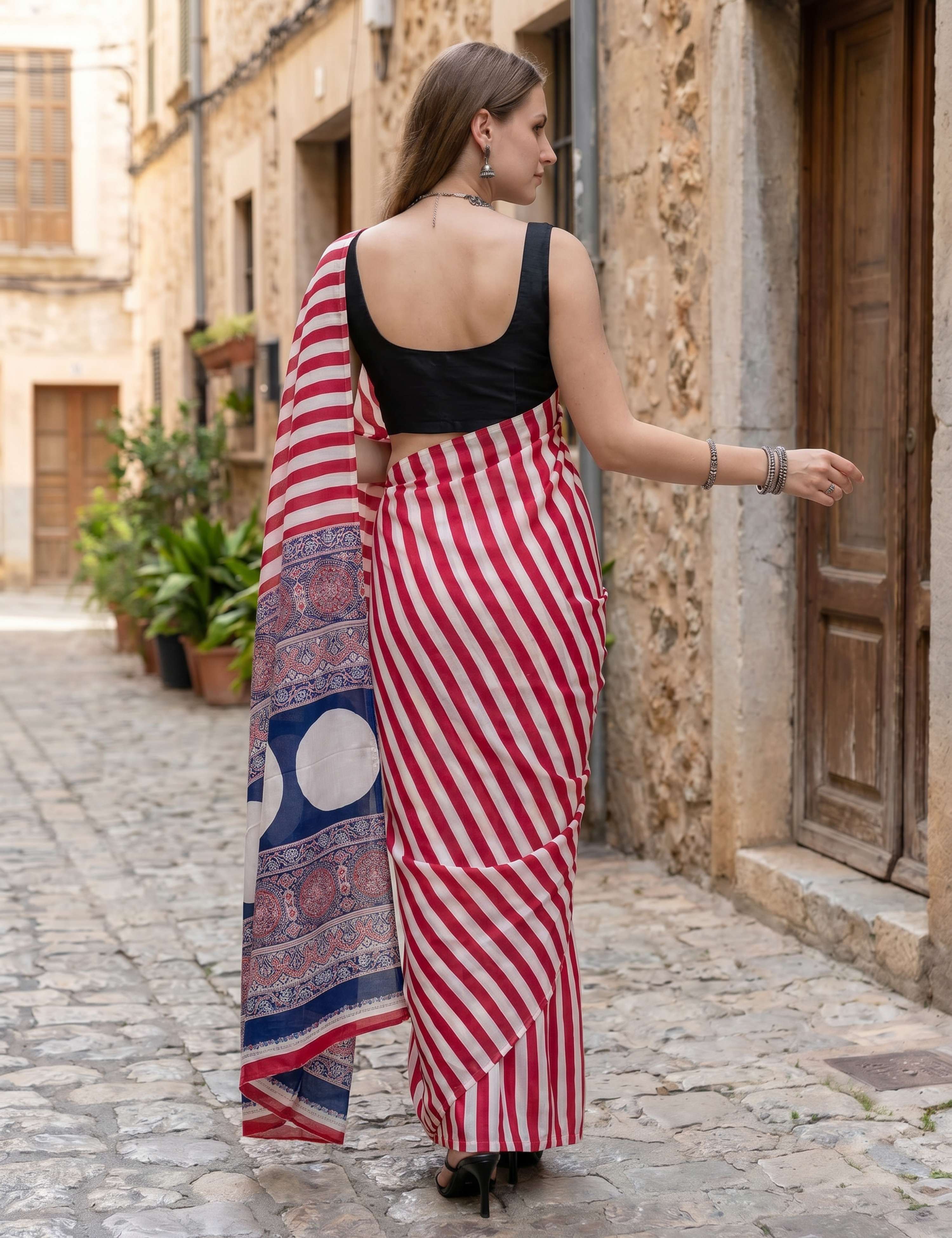 Ajrakh Crepe Saree
