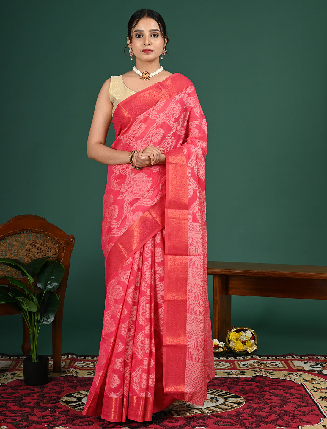 Kota Semi Cotton Geometric Saree