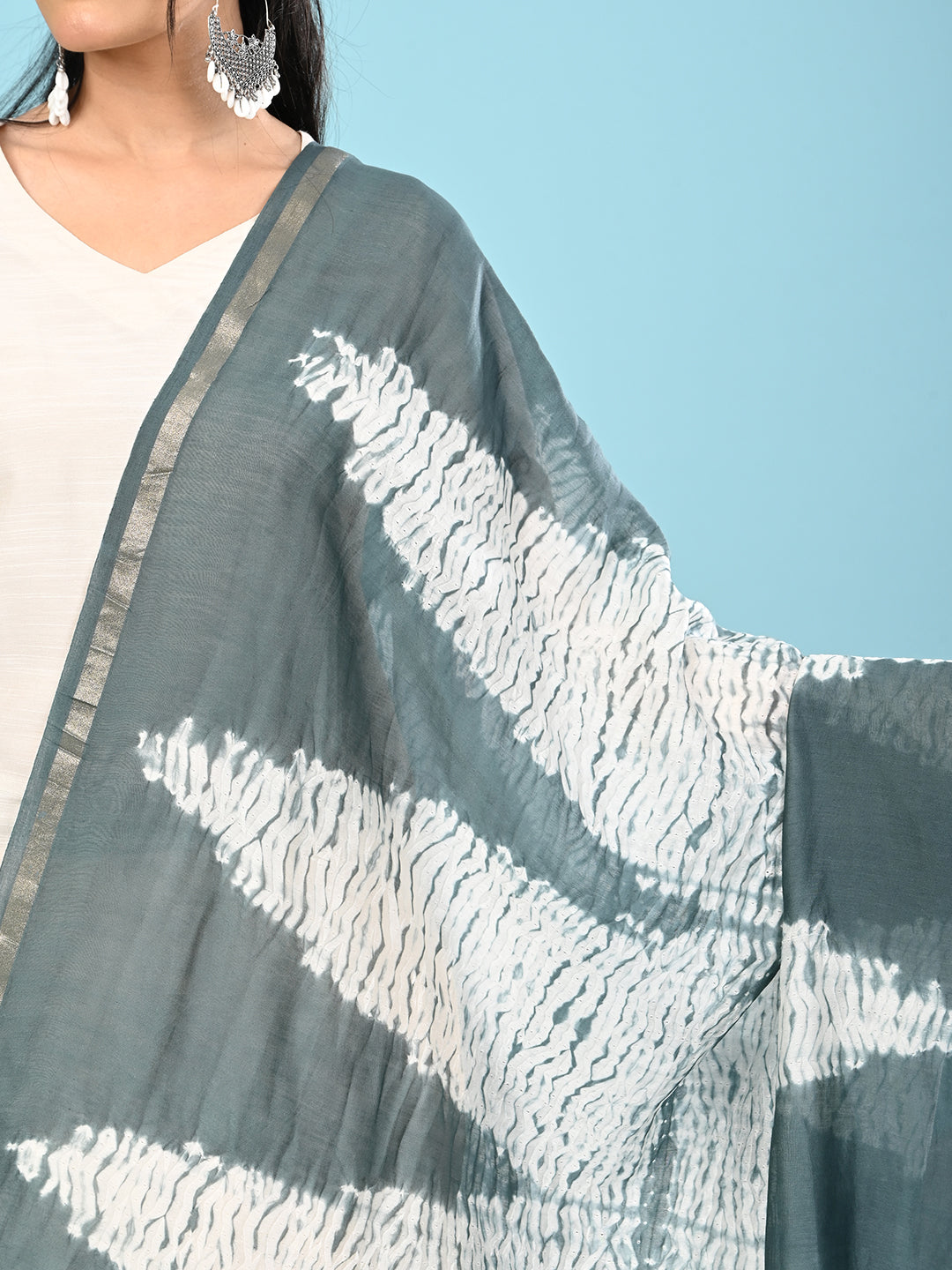Shibori Chanderi Silk Dupatta