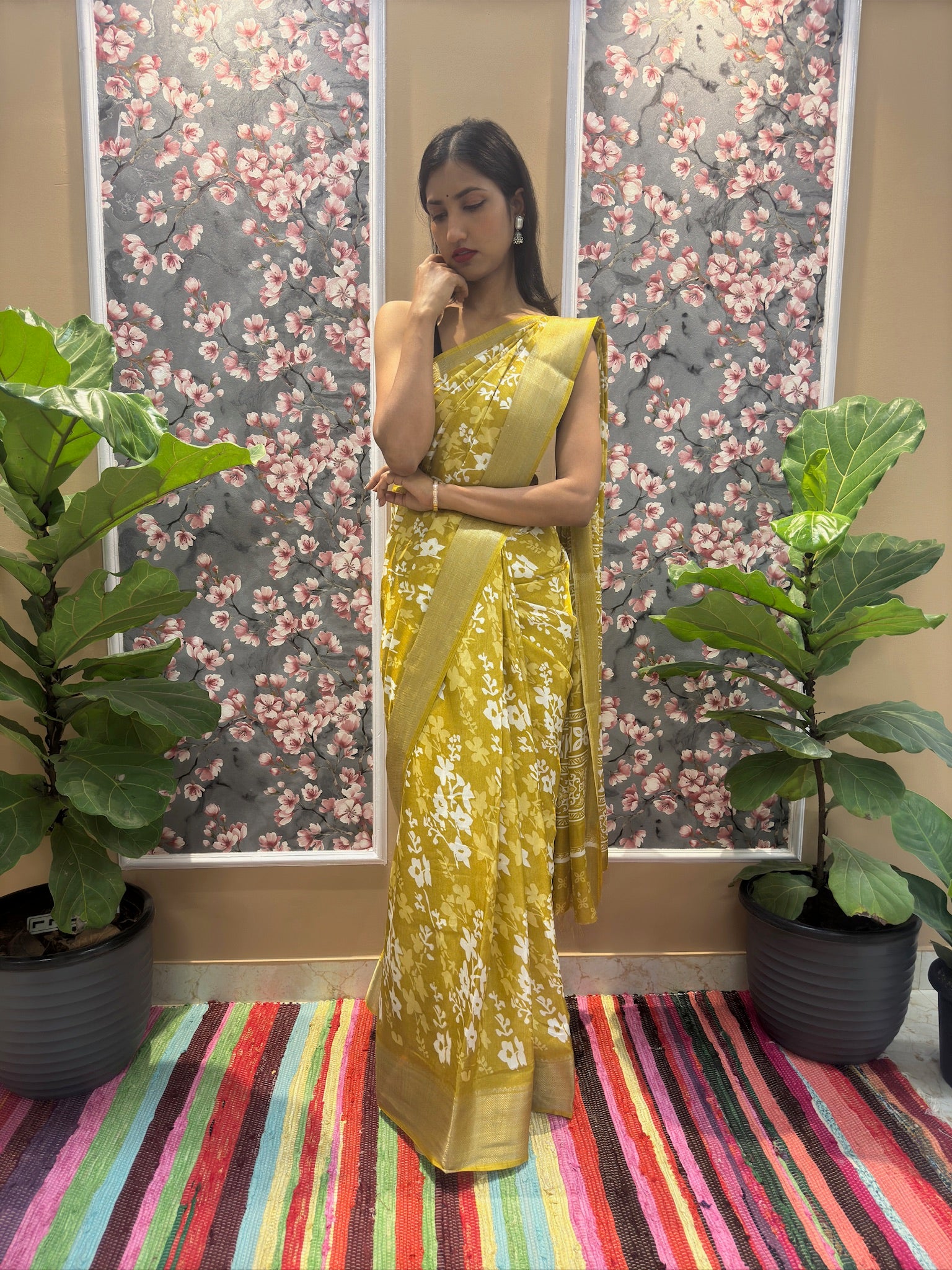 Floral Cotton Blend Saree