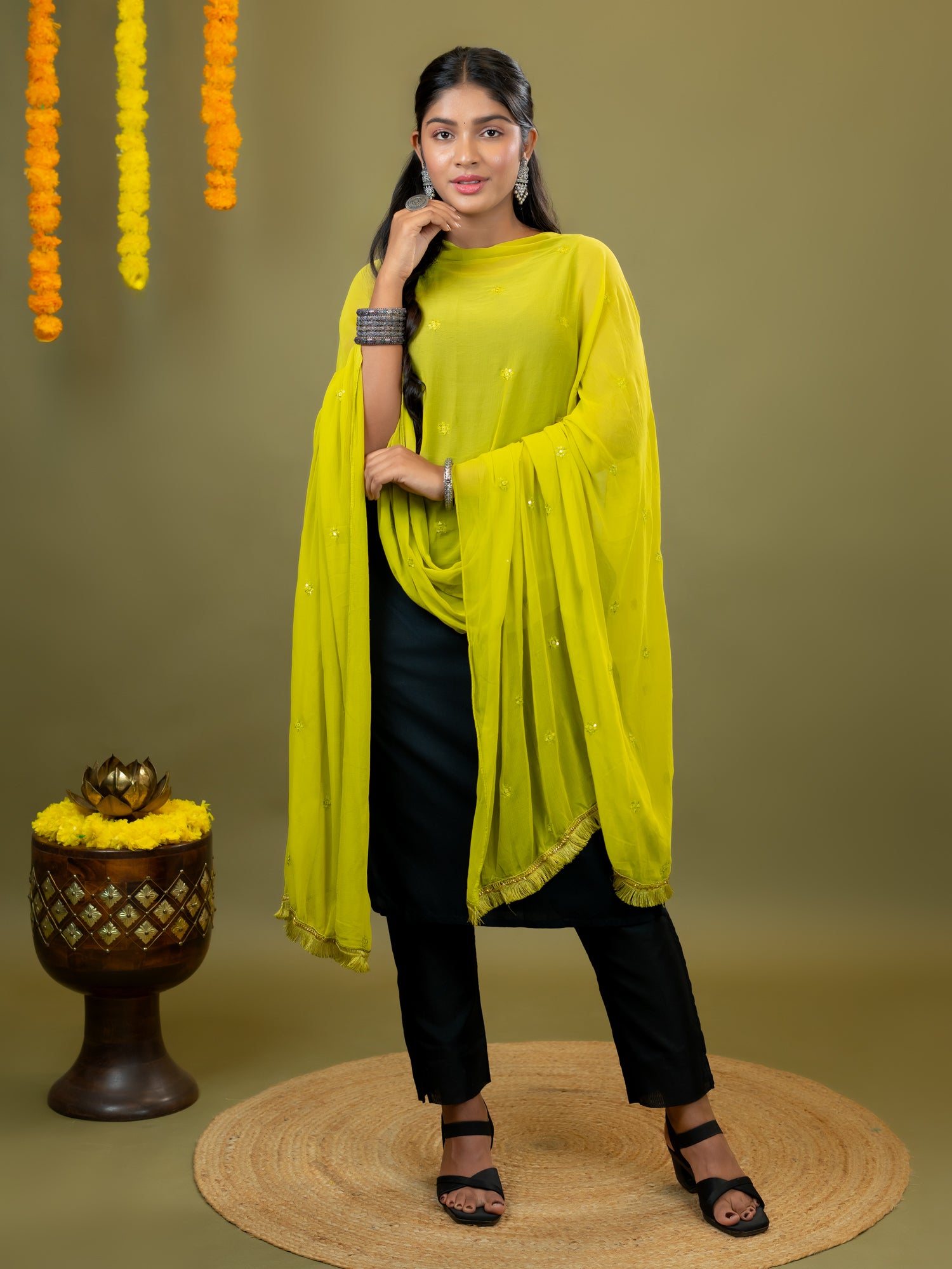 Limegreen Chiffon Dupatta