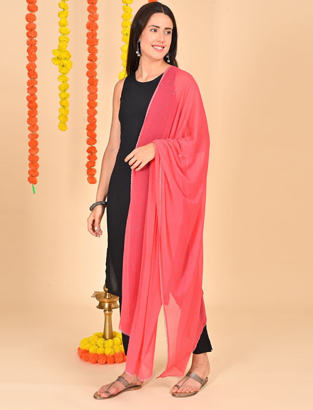 Ditsy Swarovski Chiffon Dupatta