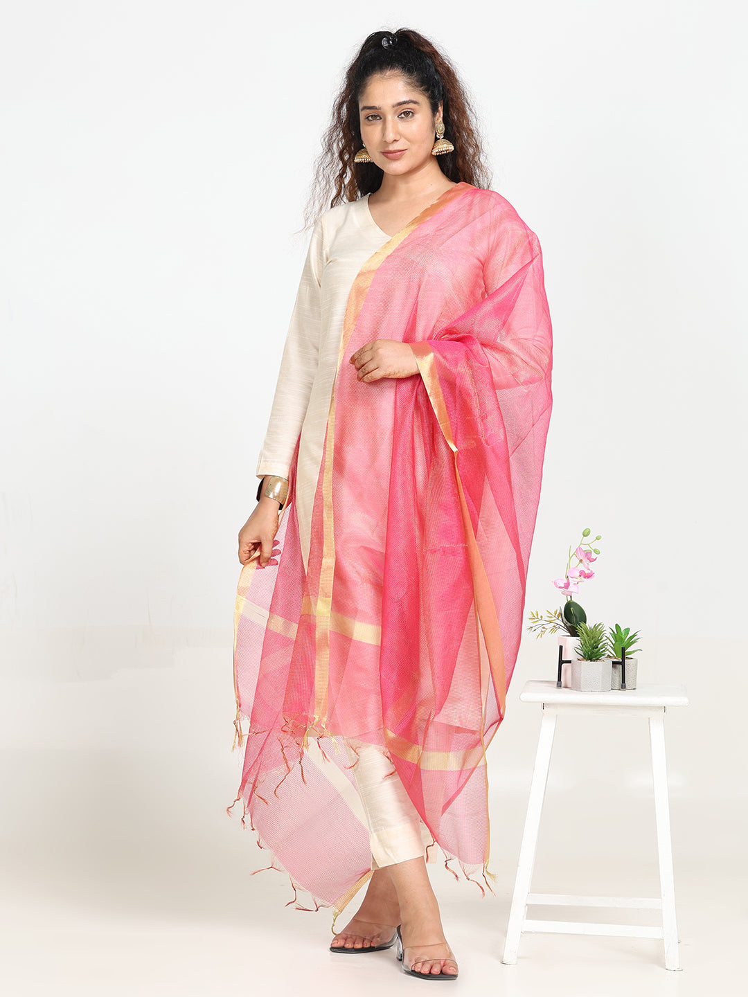 Chanderi Cotton Checkered Dupatta