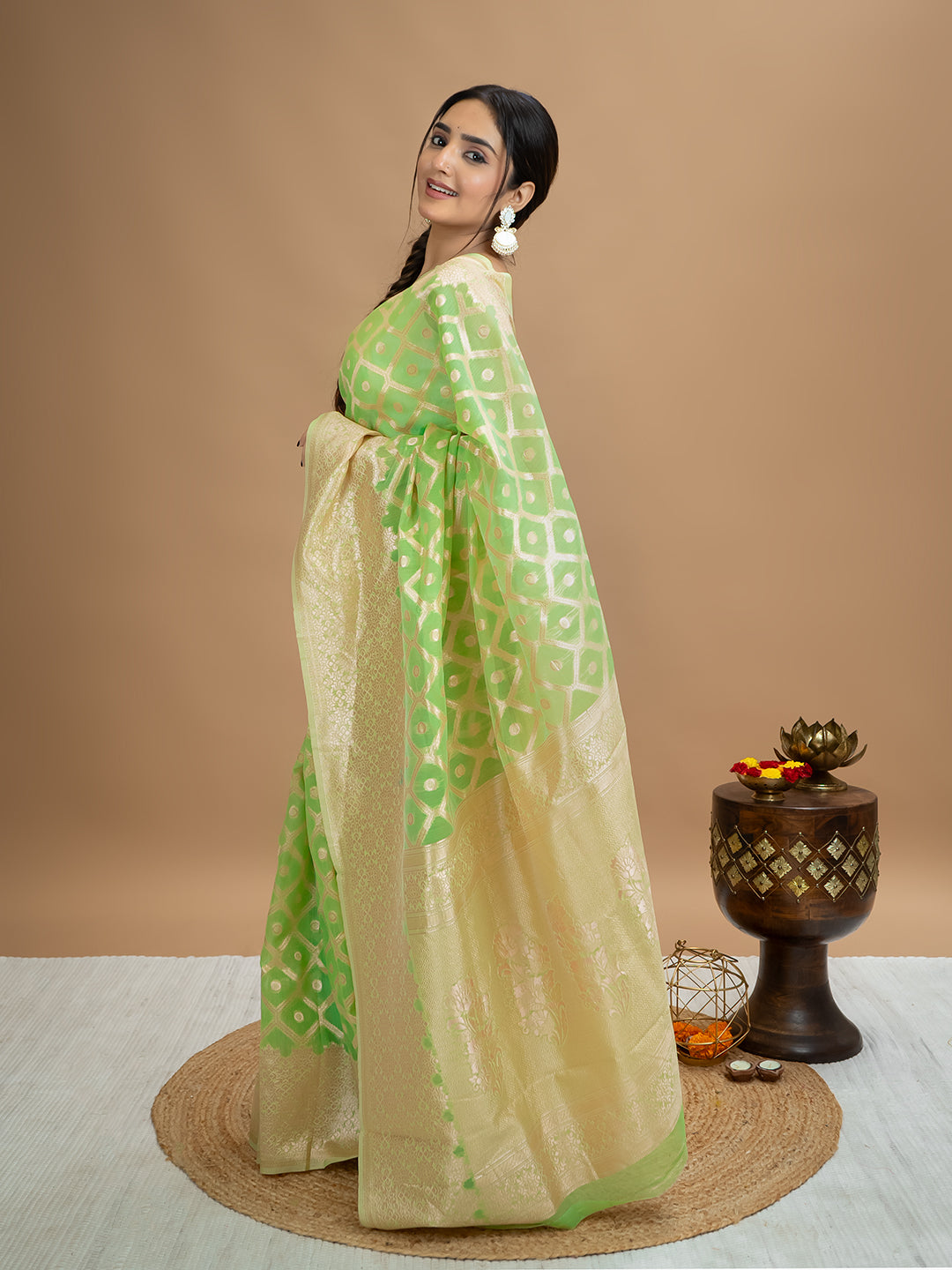 Floral Cotton Linen Saree