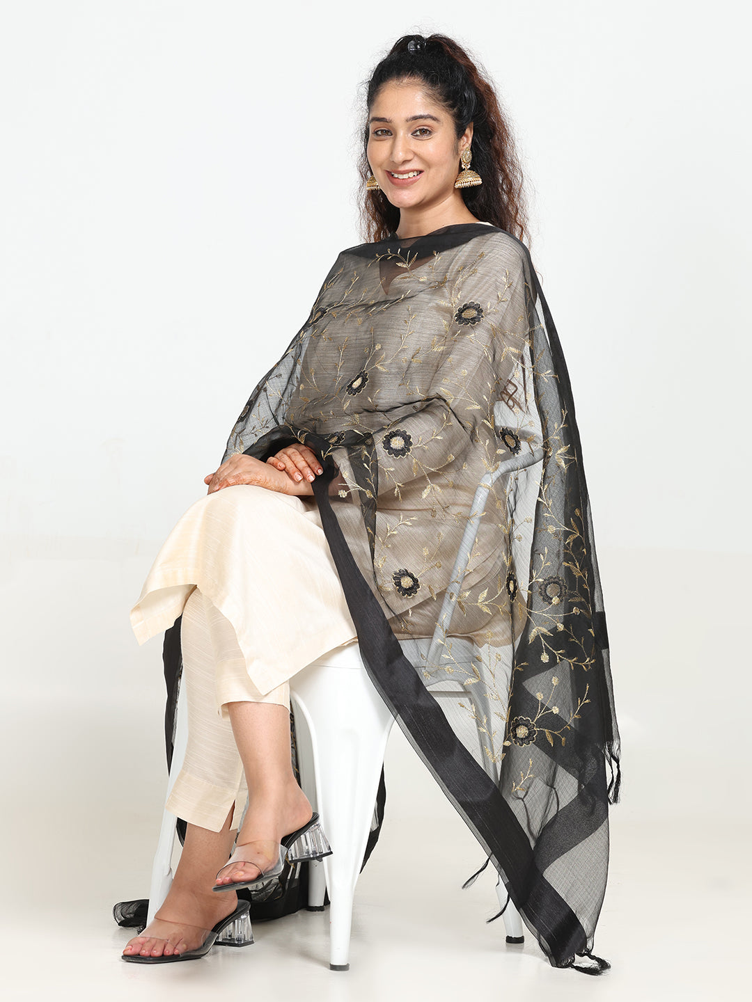 Embroidered Chanderi Dupatta