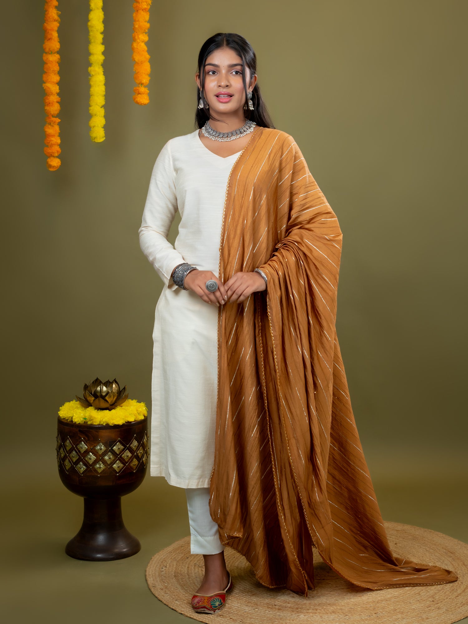 Embroidered Chinon Dupatta