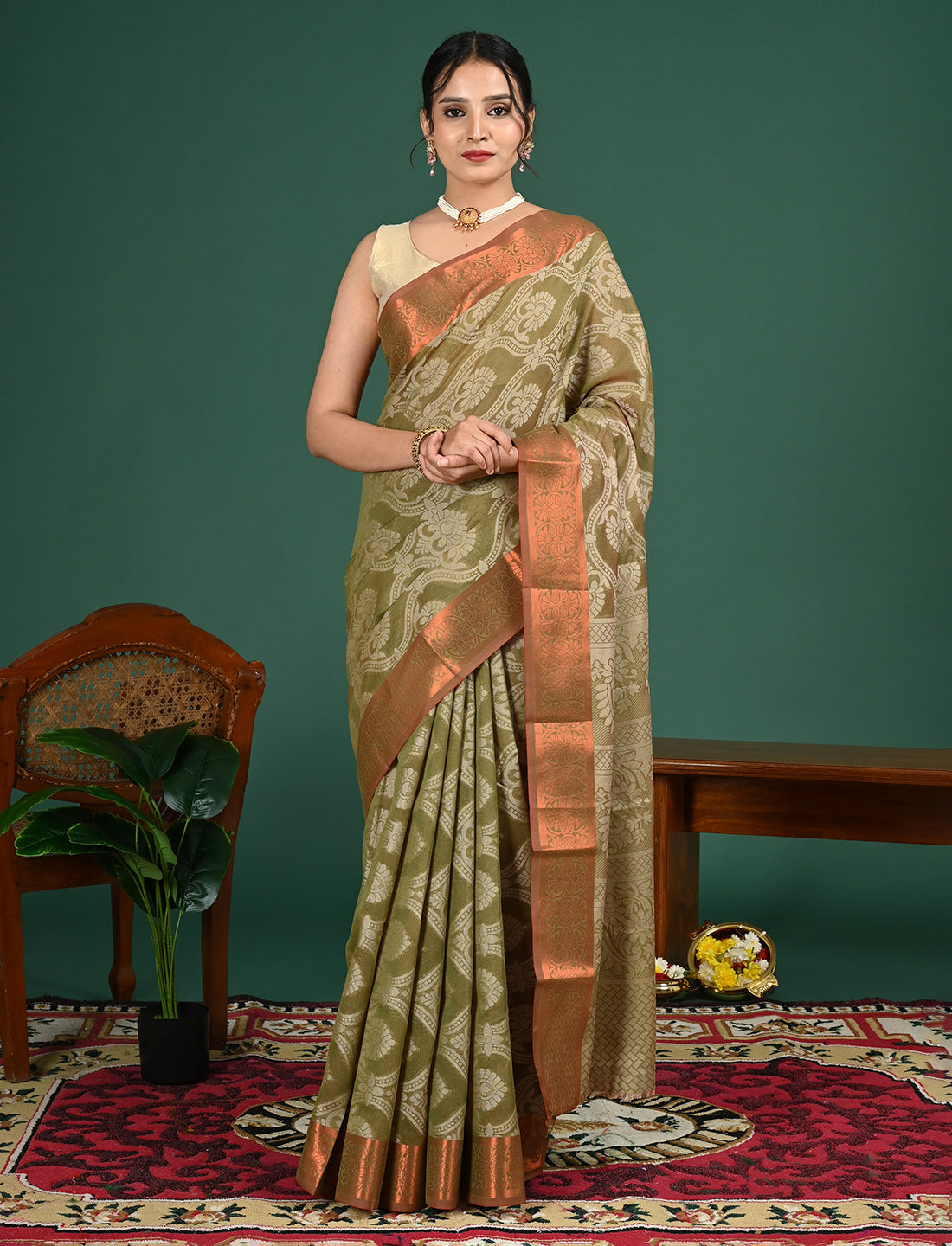 Kota Semi Cotton Geometric Saree