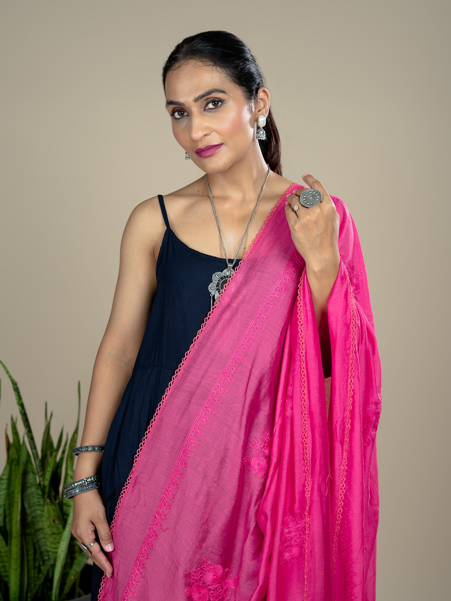 Embroidered Chanderi Dupatta