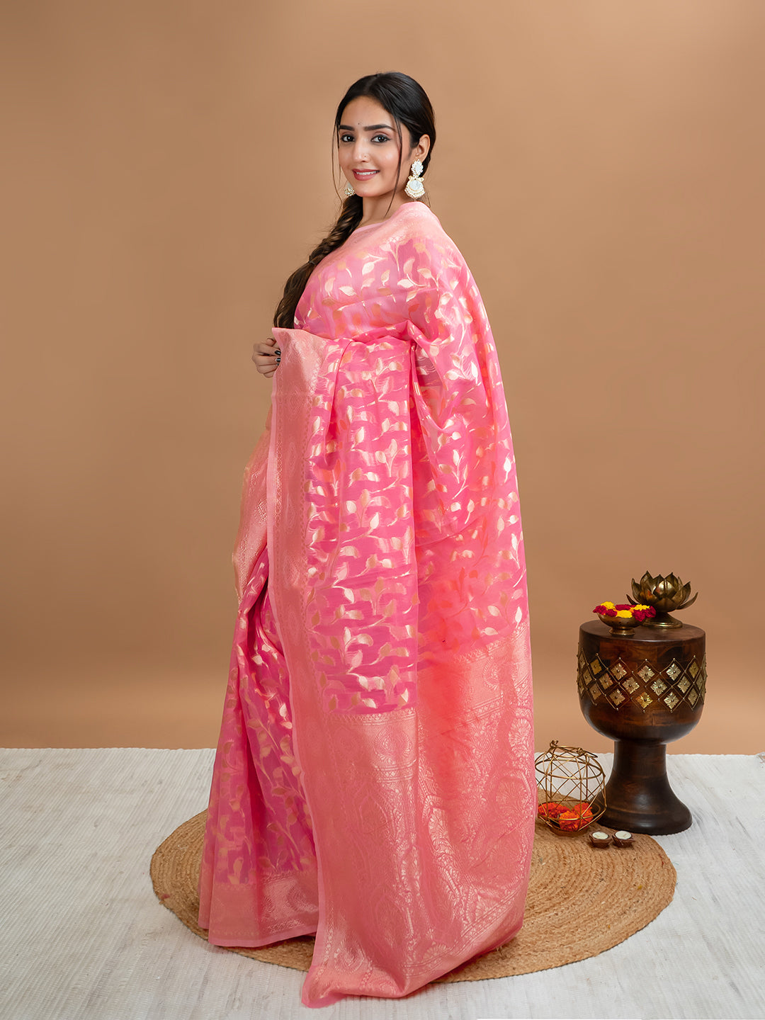Floral Cotton Linen Saree