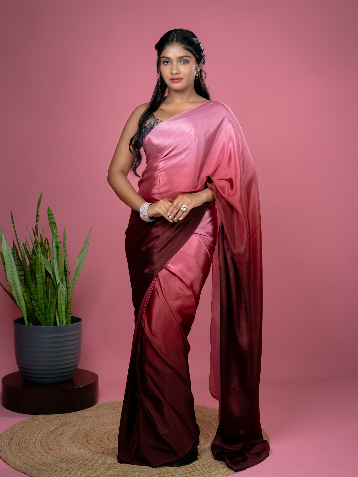 Maroon Ready to Wear Party Saree