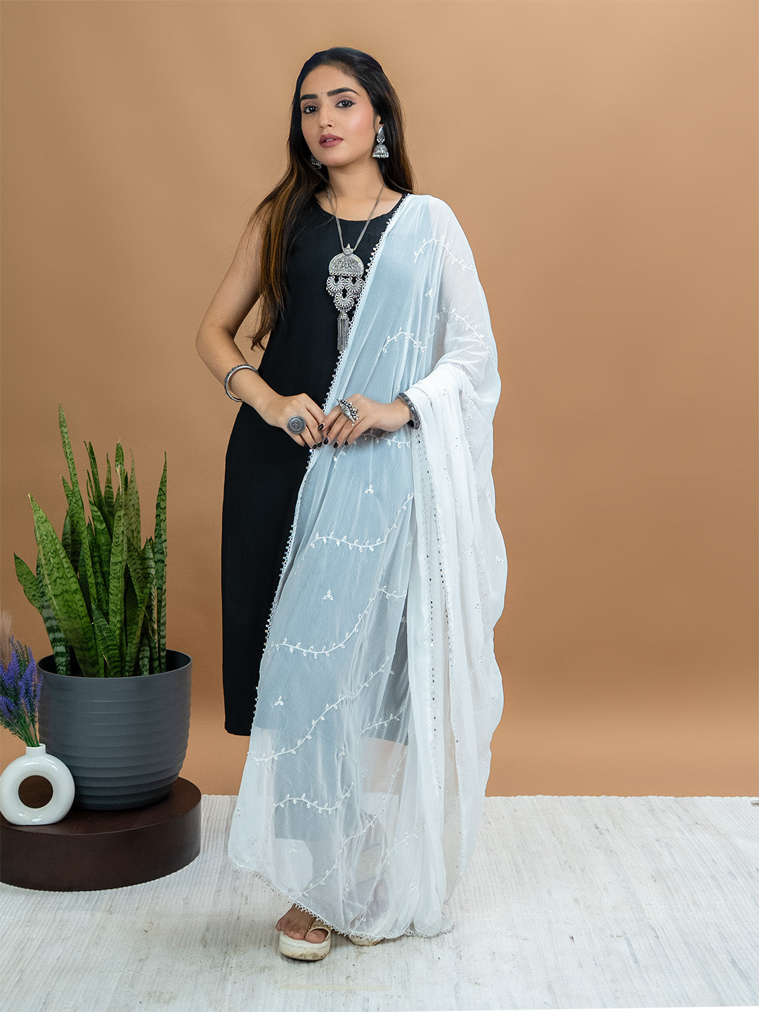 Embroidered Chiffon Dupatta