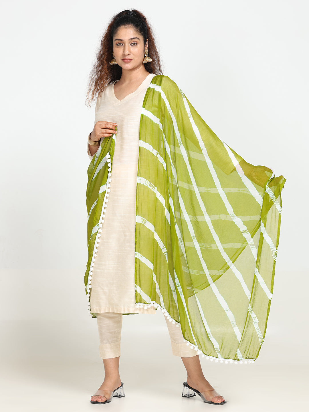 Striped Bandhini Chiffon Dupatta