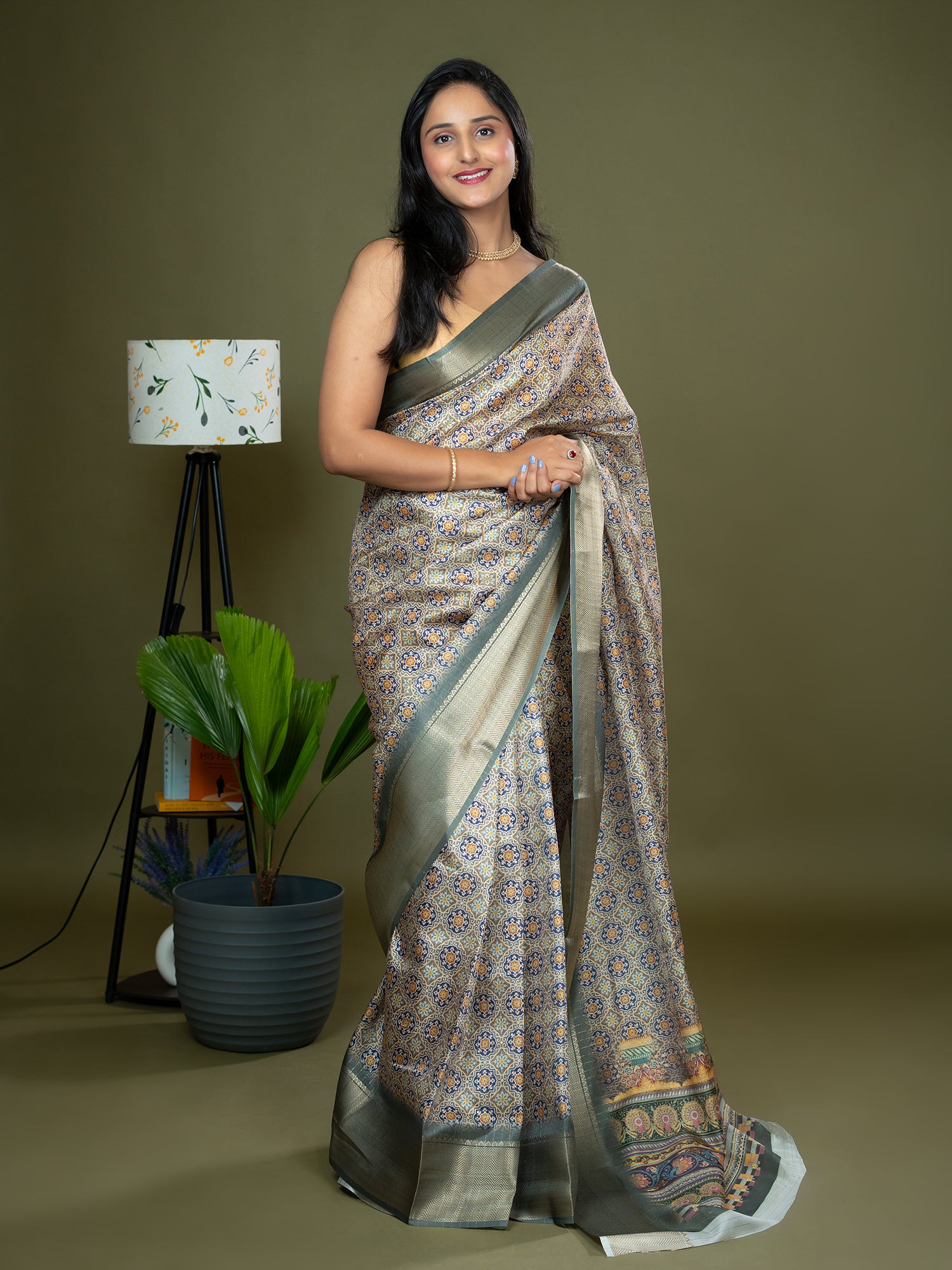 Ajrakh Art Silk Saree