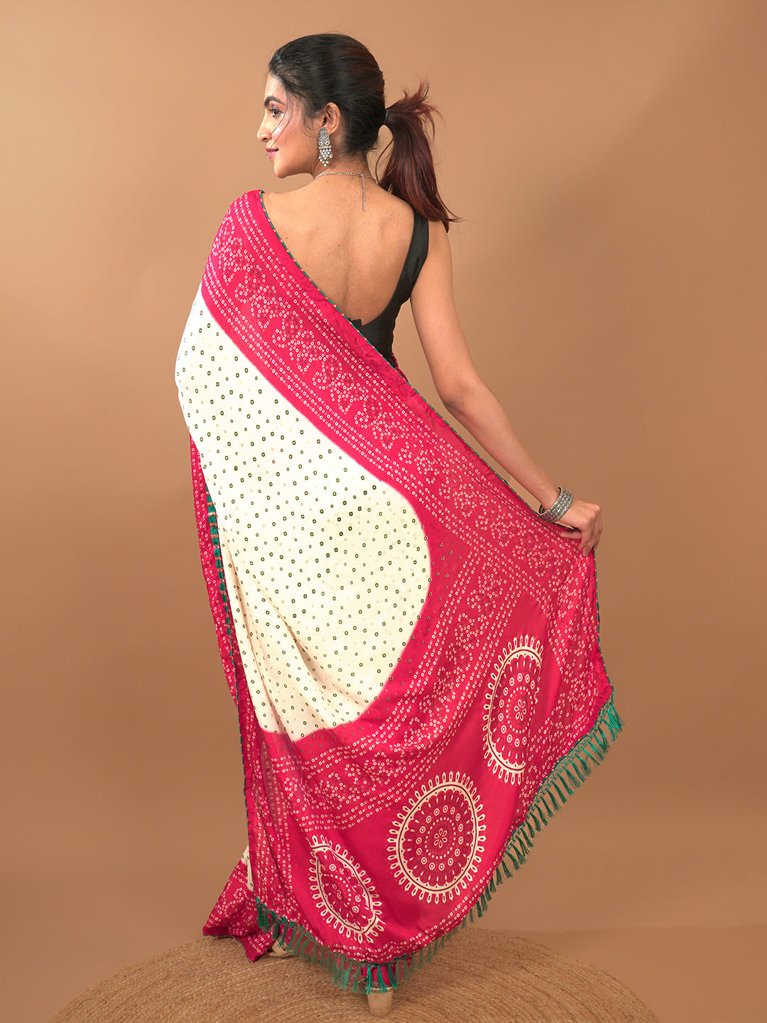 Bandhini Tie & Dye Crepe Saree