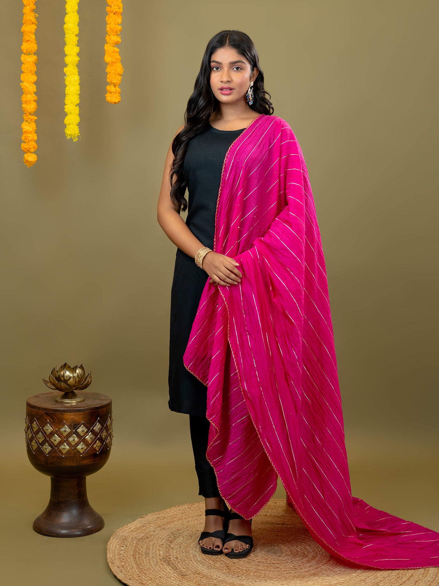 Magenta Stripe Dupatta