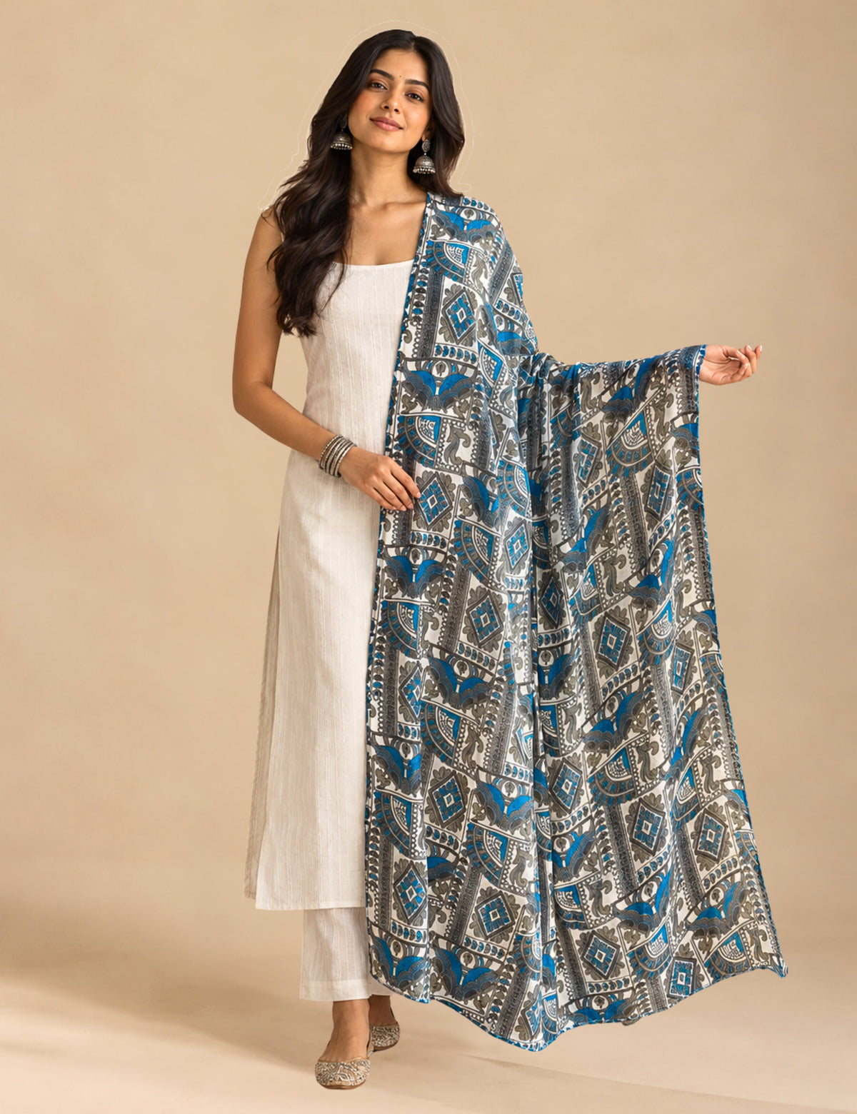 Ethnic Blue Cotton Dupatta