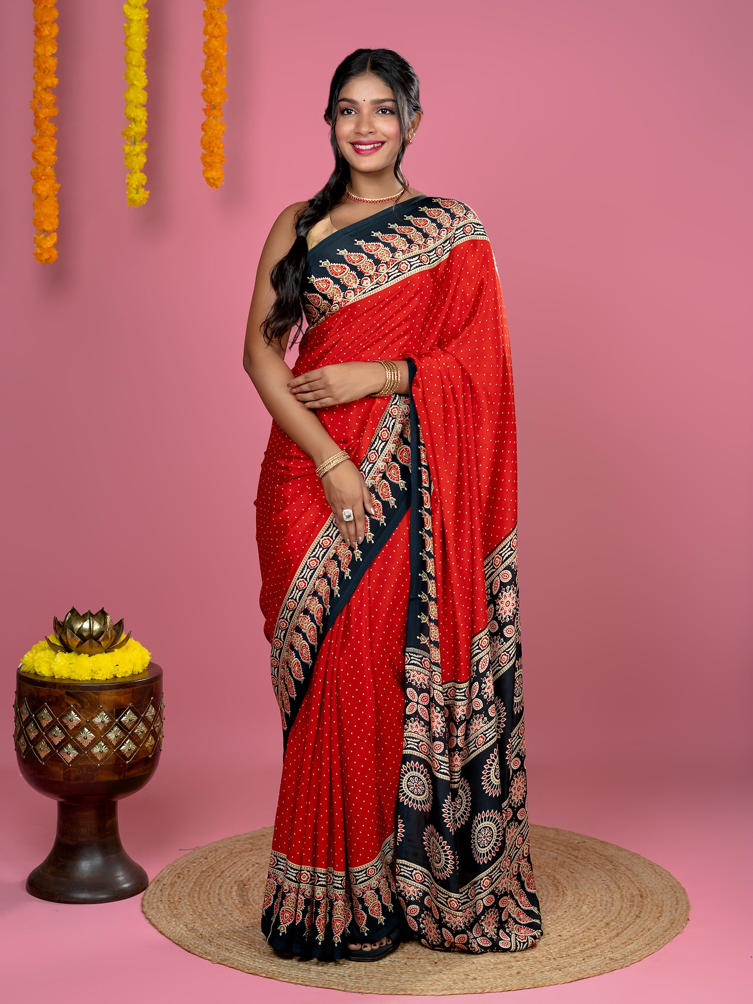 Ajrakh Crepe Saree