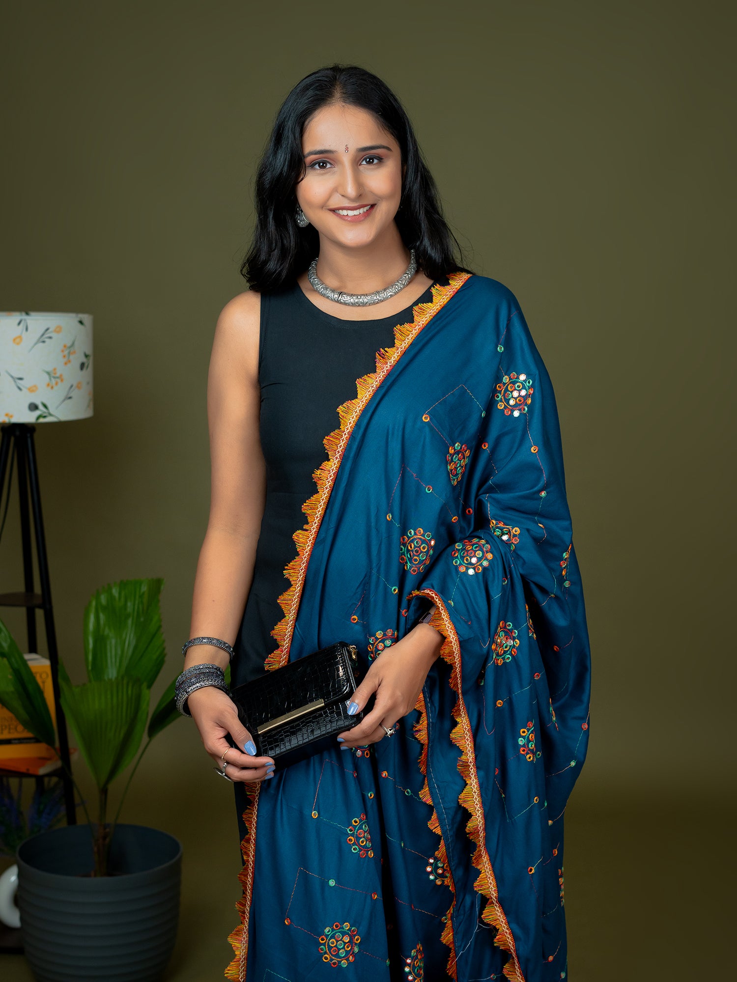 Navy Viscose Rayon Dupatta