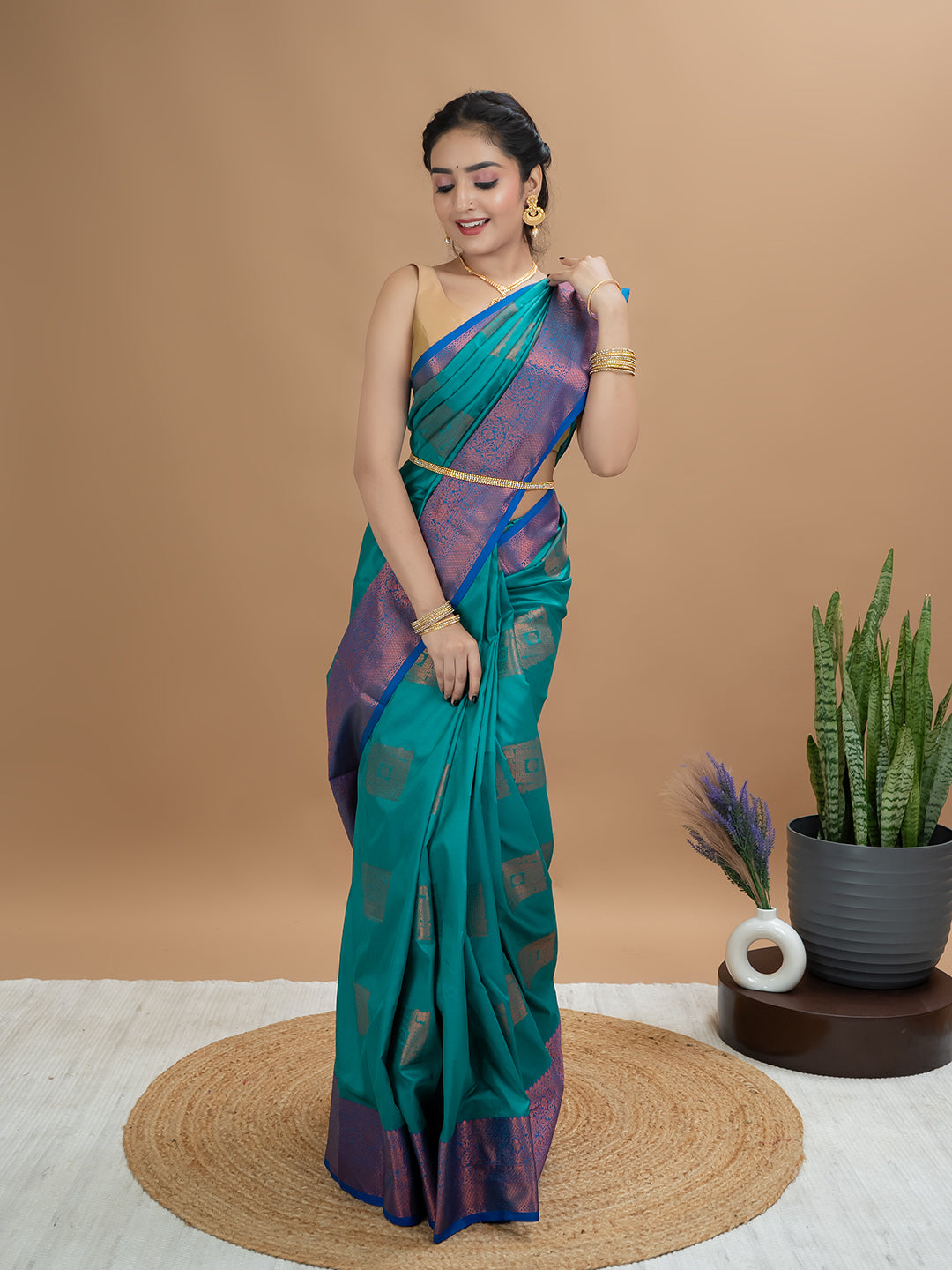 Turquoise South Silk Saree