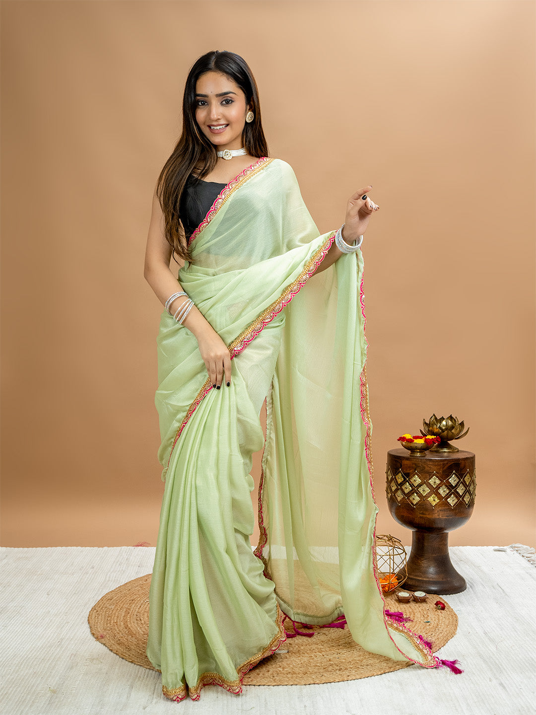 Pista Party Saree