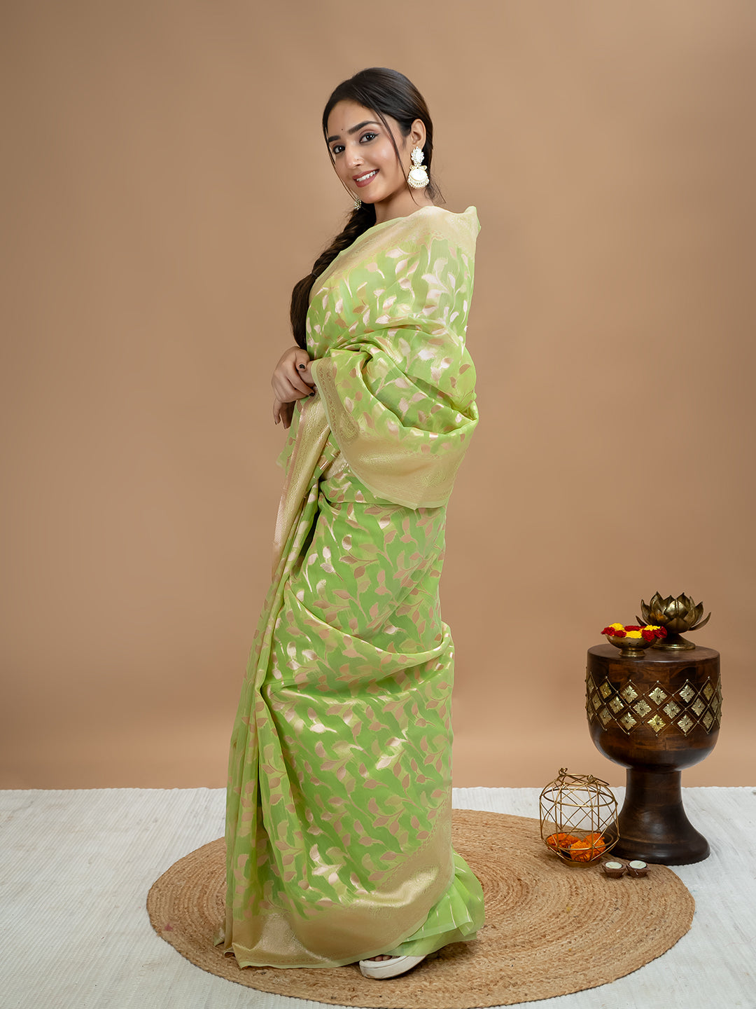Floral Cotton Linen Saree