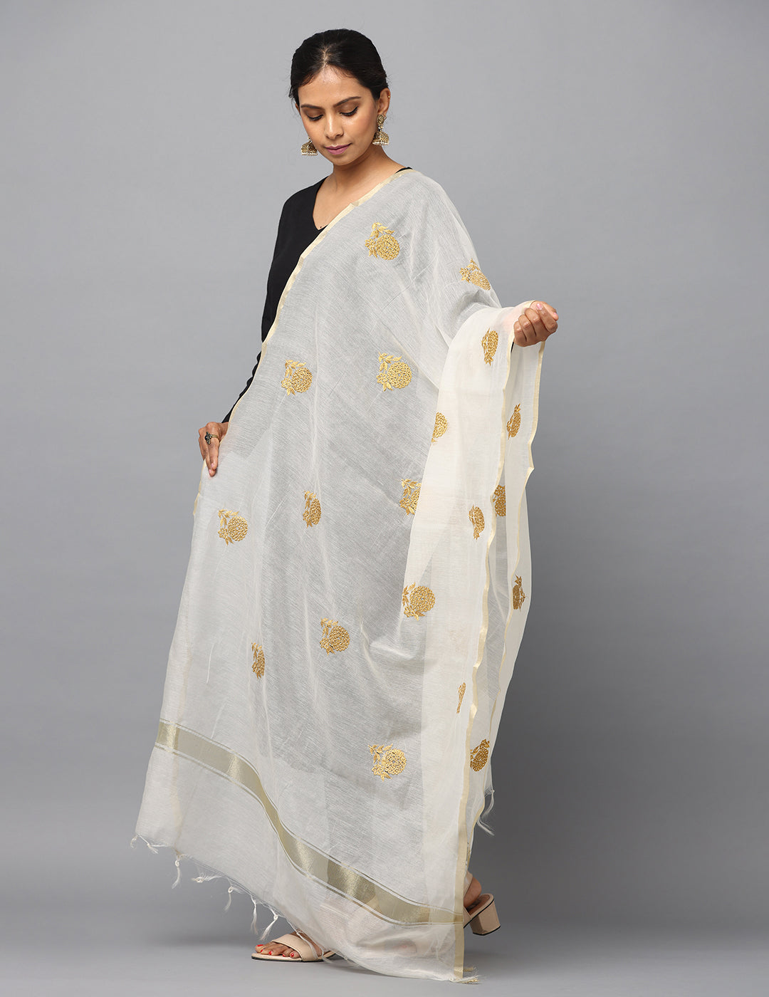 Embroidered Chanderi Dupatta