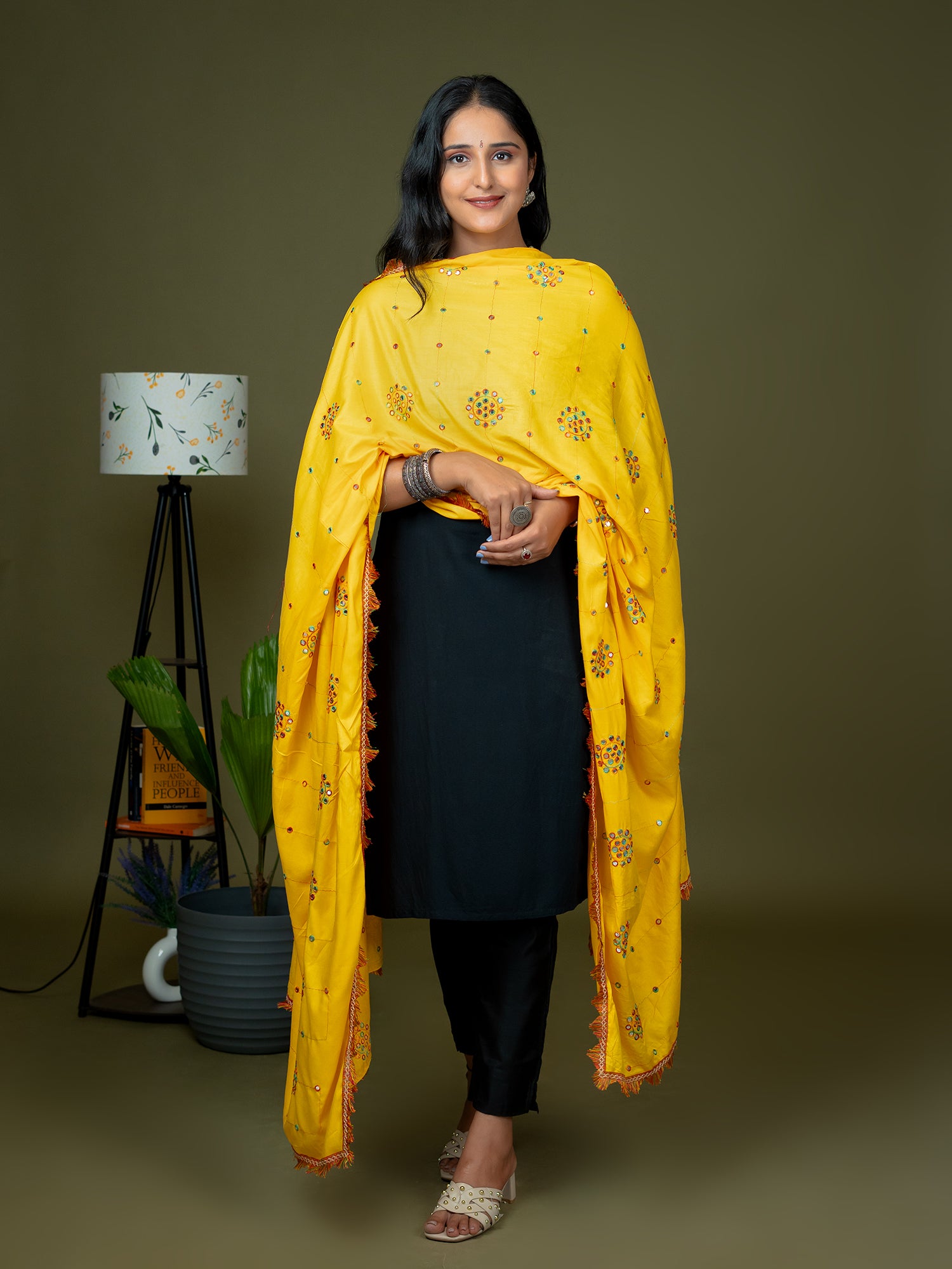 Mirror Work Viscose Rayon Dupatta