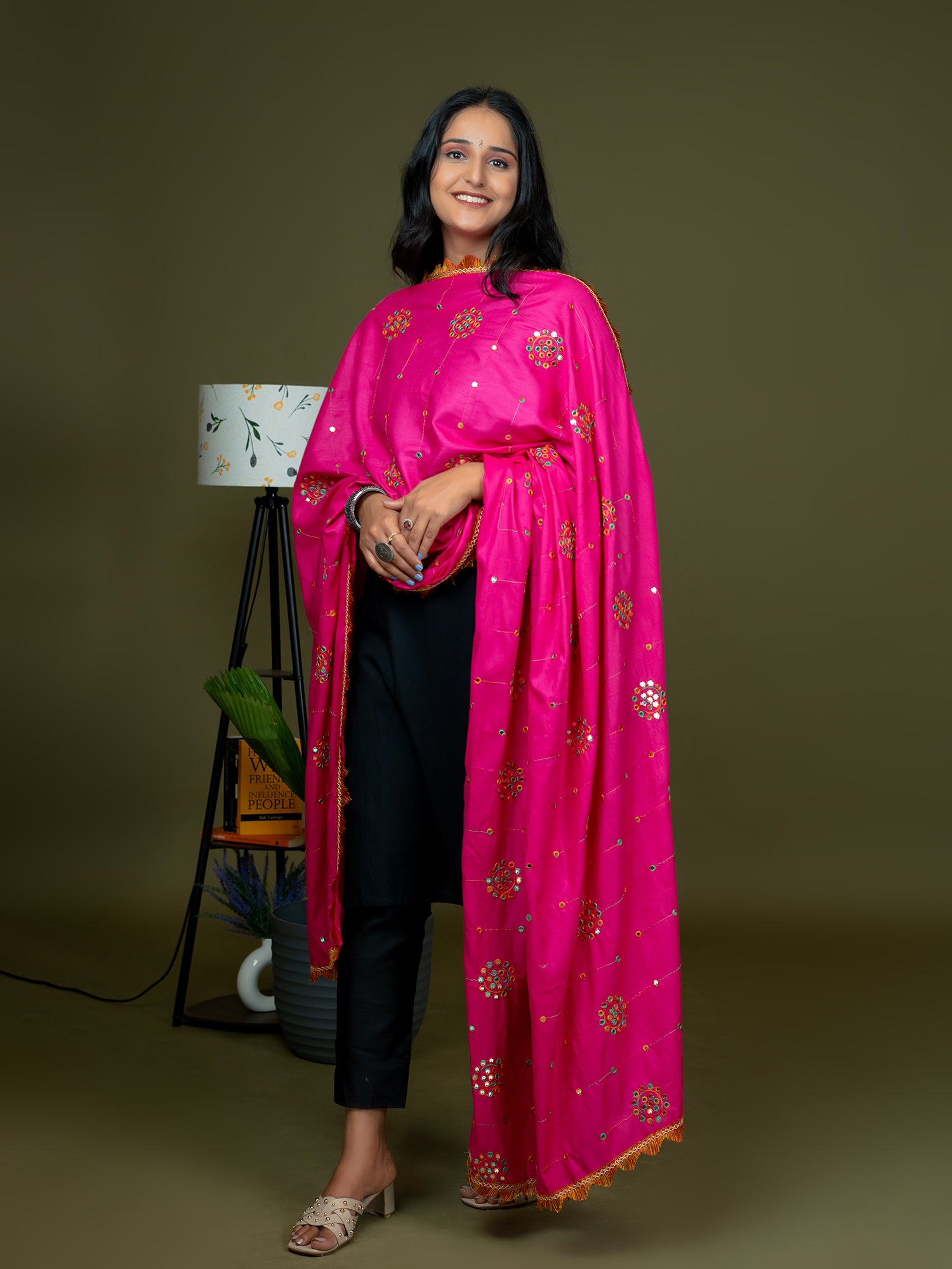 Pink Viscose Rayon Dupatta