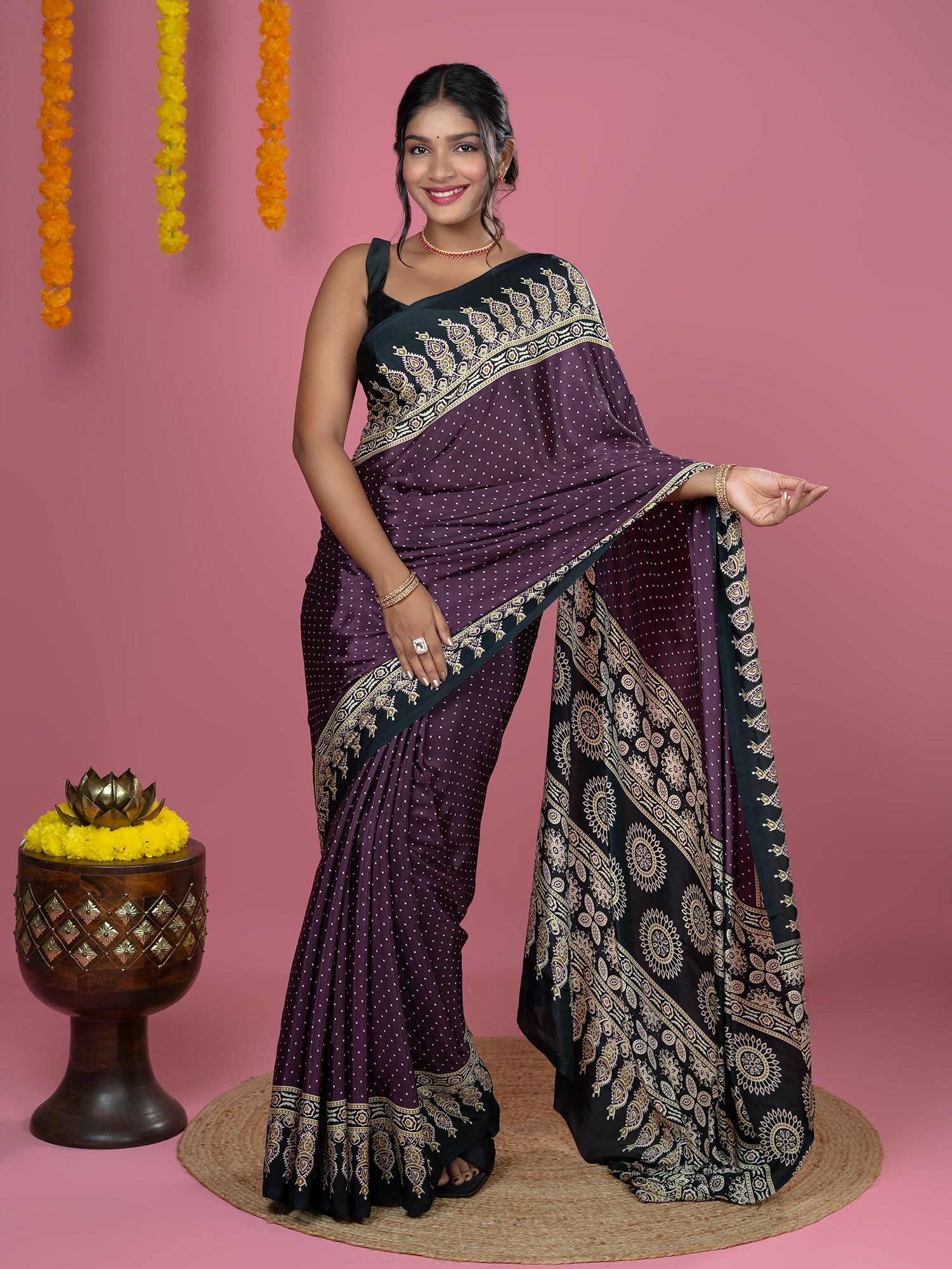 Ajrakh Crepe Saree