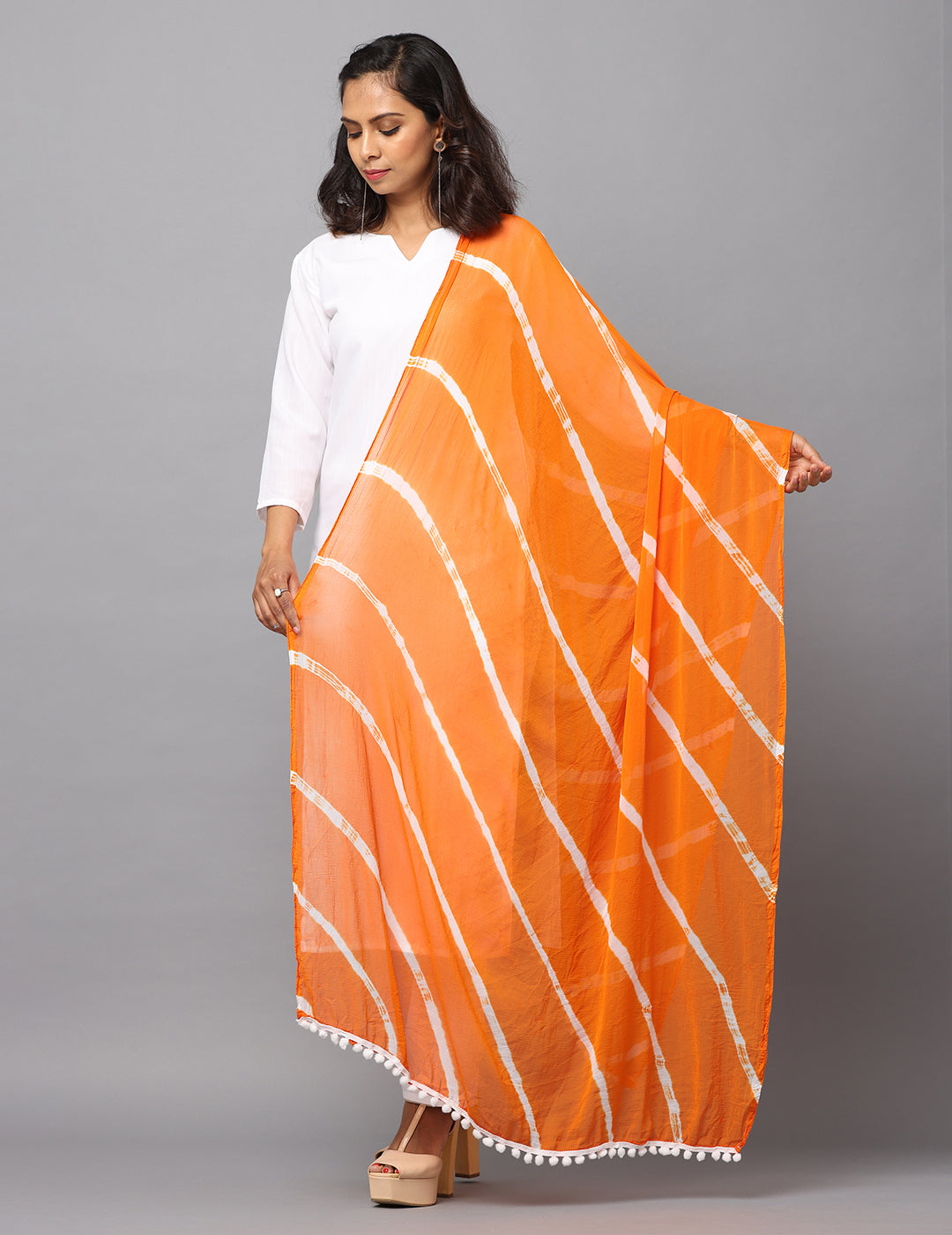 Striped Bandhini Chiffon Dupatta