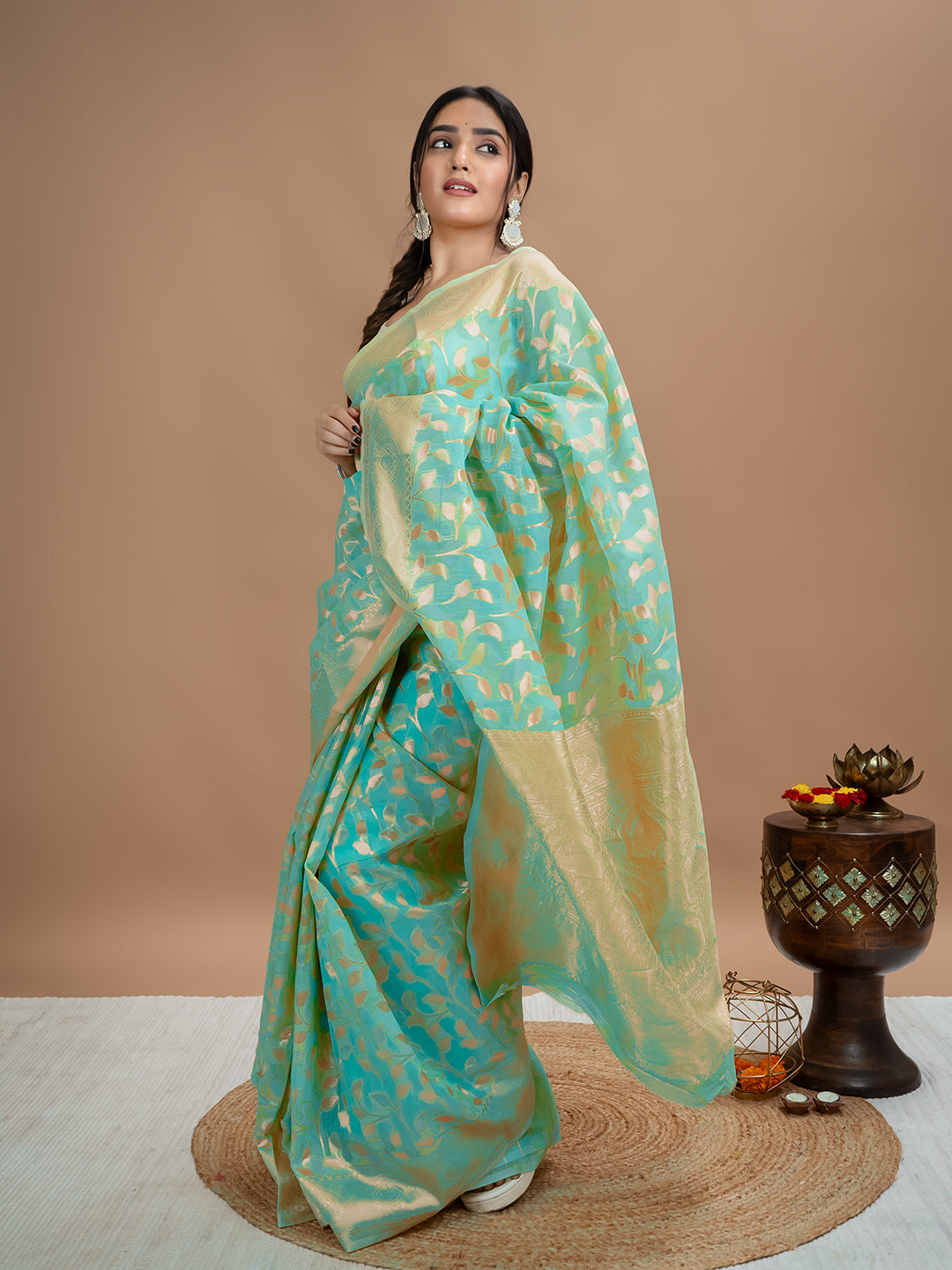 Floral Cotton Linen Saree
