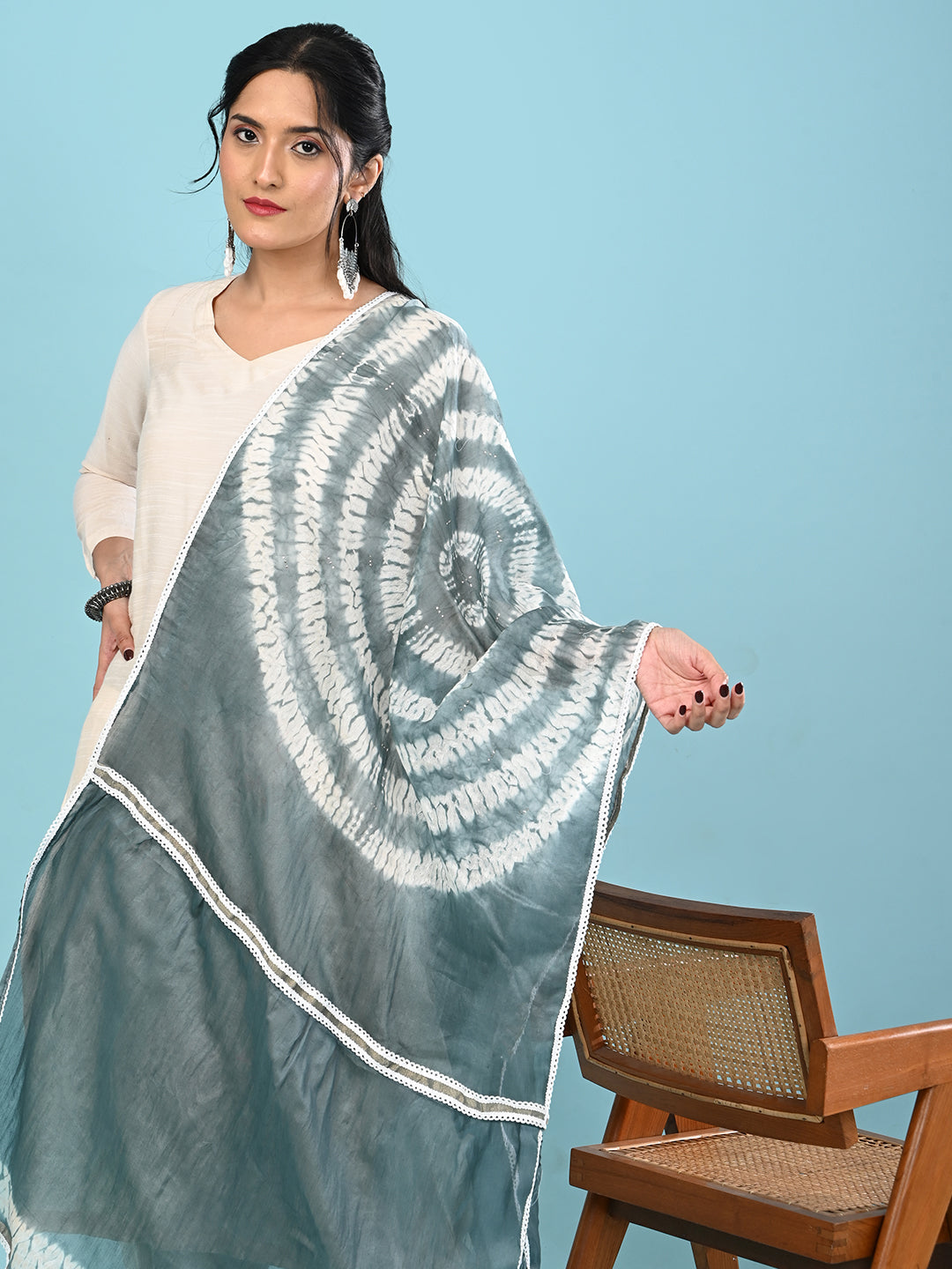 Shibori Chanderi Silk Dupatta