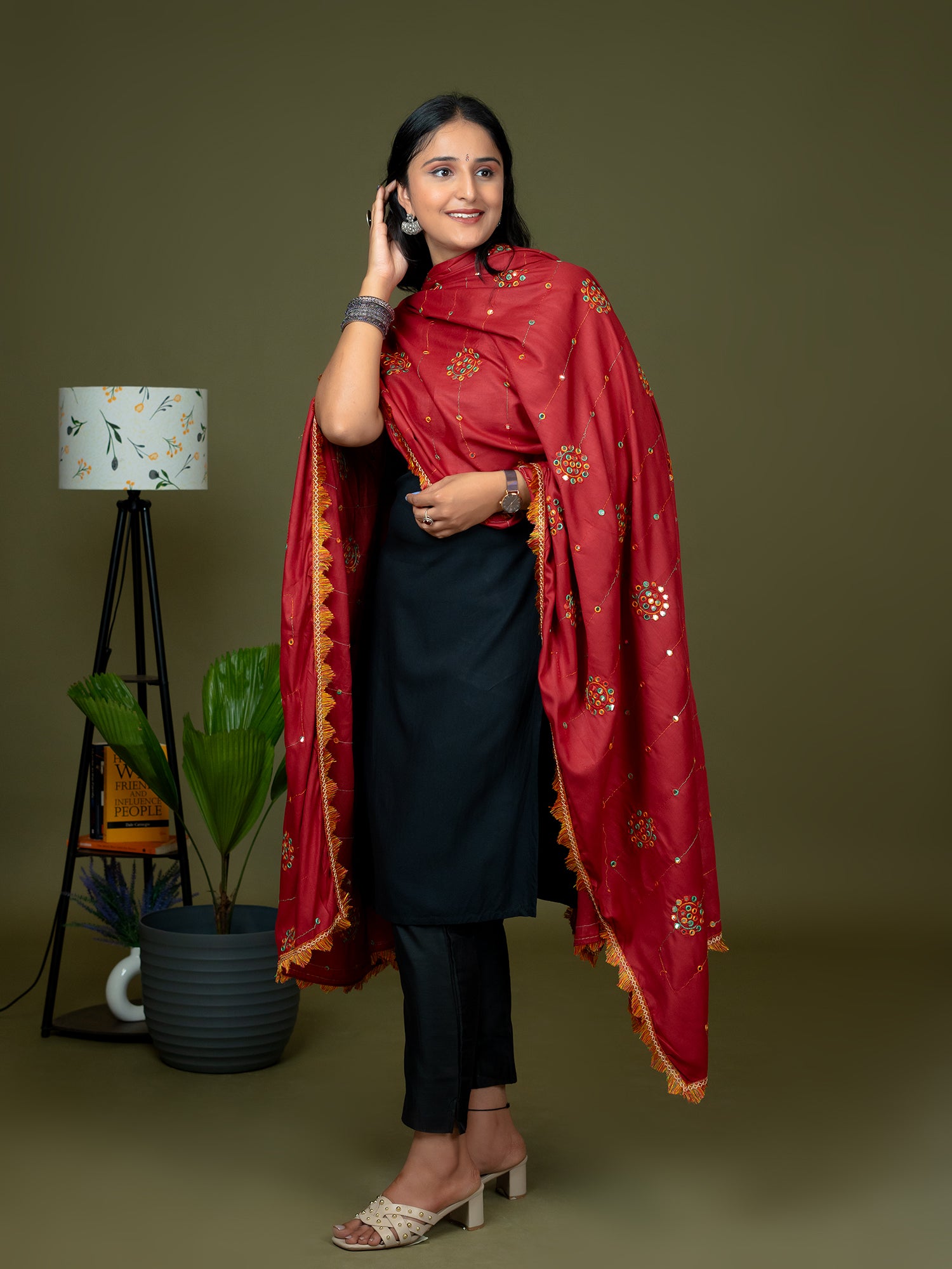 Mirror Work Viscose Rayon Dupatta