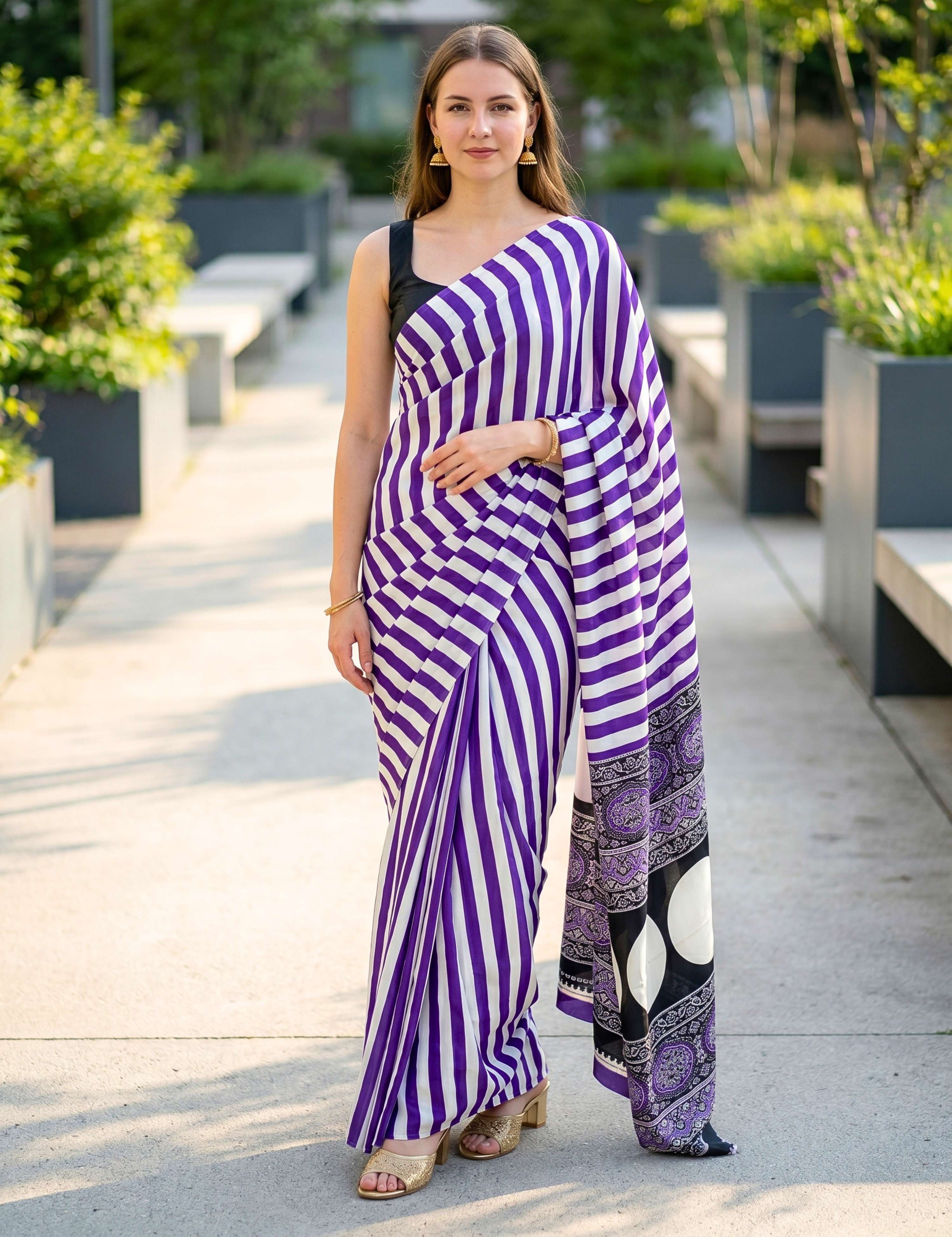 Ajrakh Crepe Saree